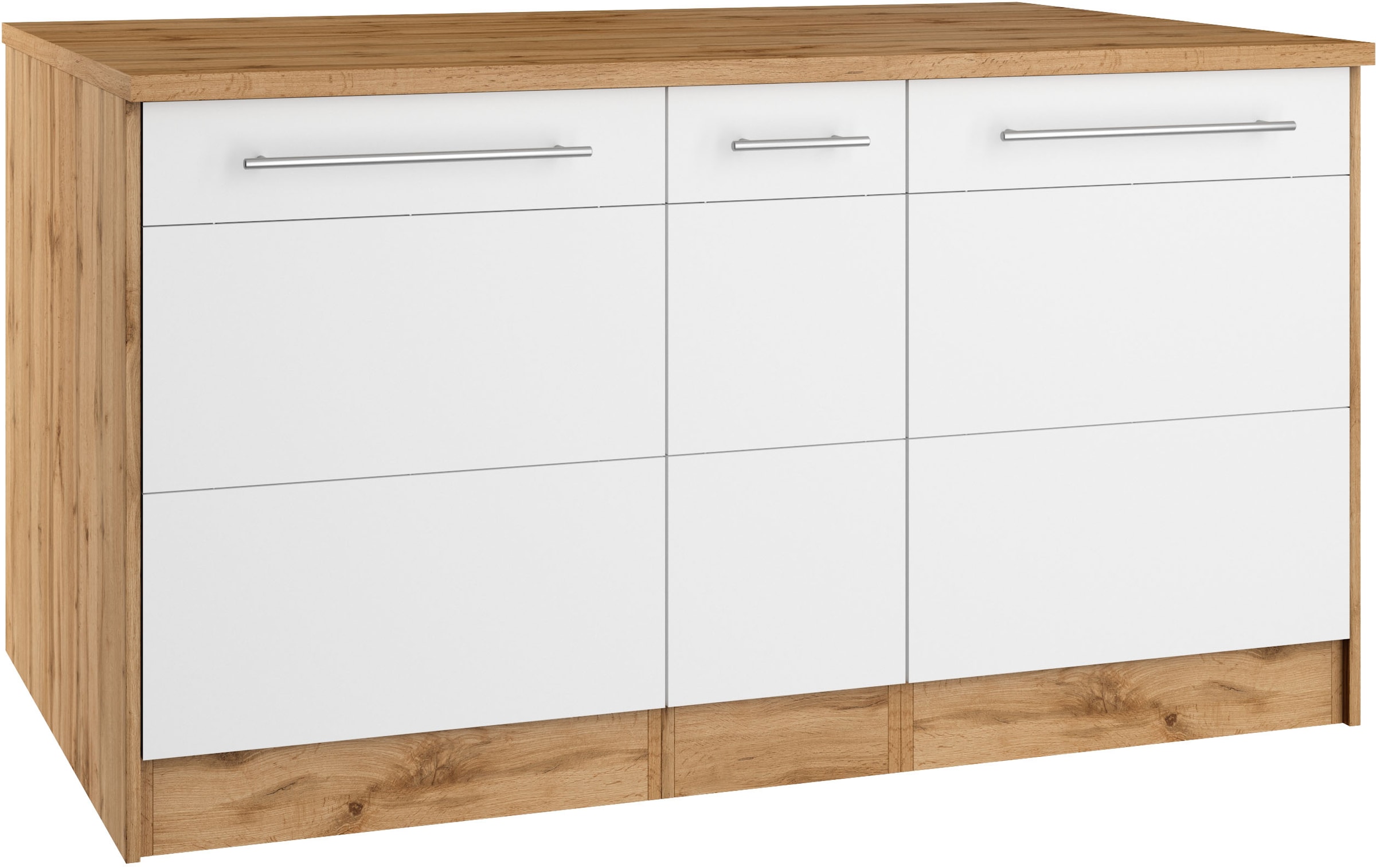 KOCHSTATION Kücheninsel »KS-Wien« Breite 153 cm, MDF-Fronten, Flaschenregal