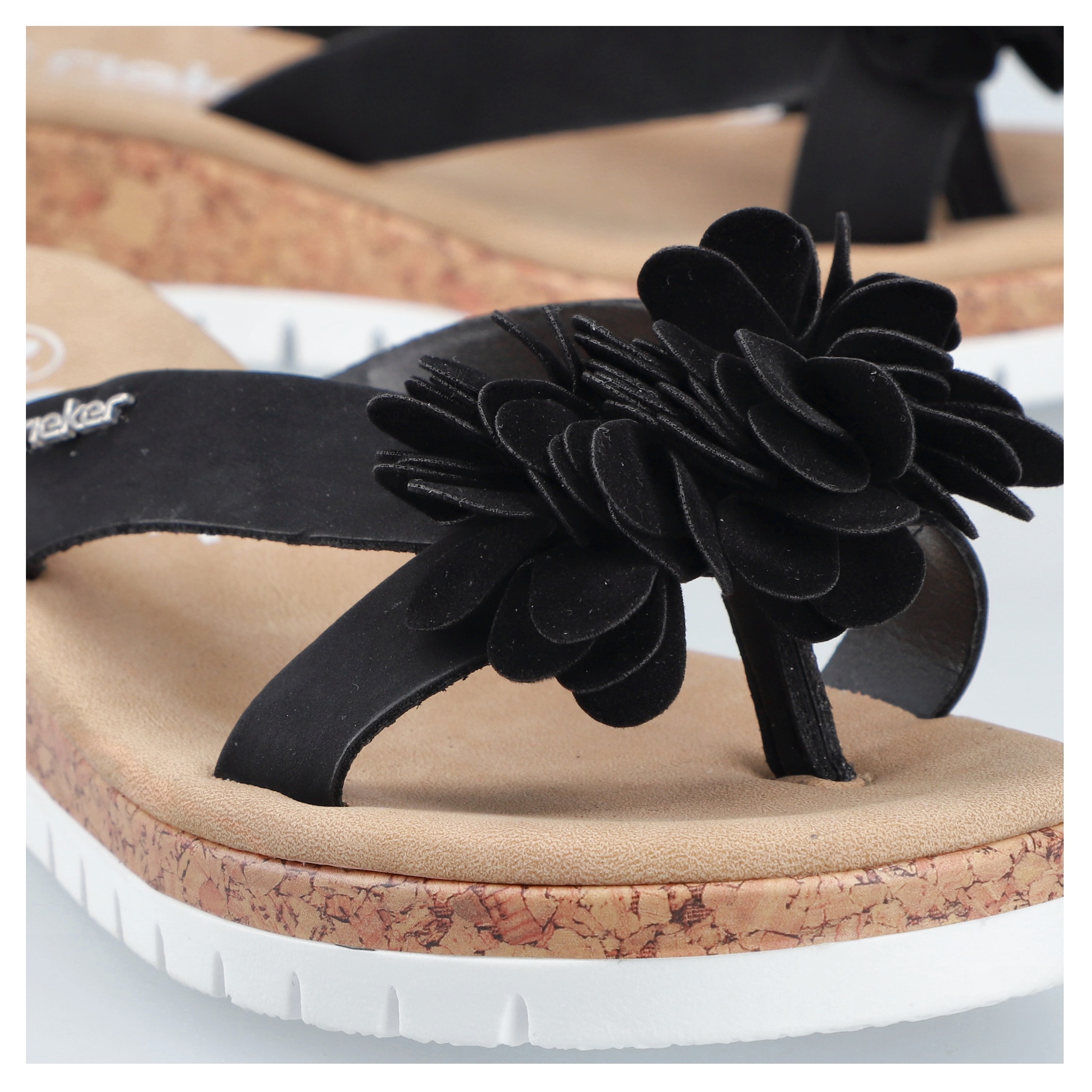 Rieker Pantolette, Keilabsatz, Sommerschuh, Schlappen mit Keilabsatz in Kork-Optik