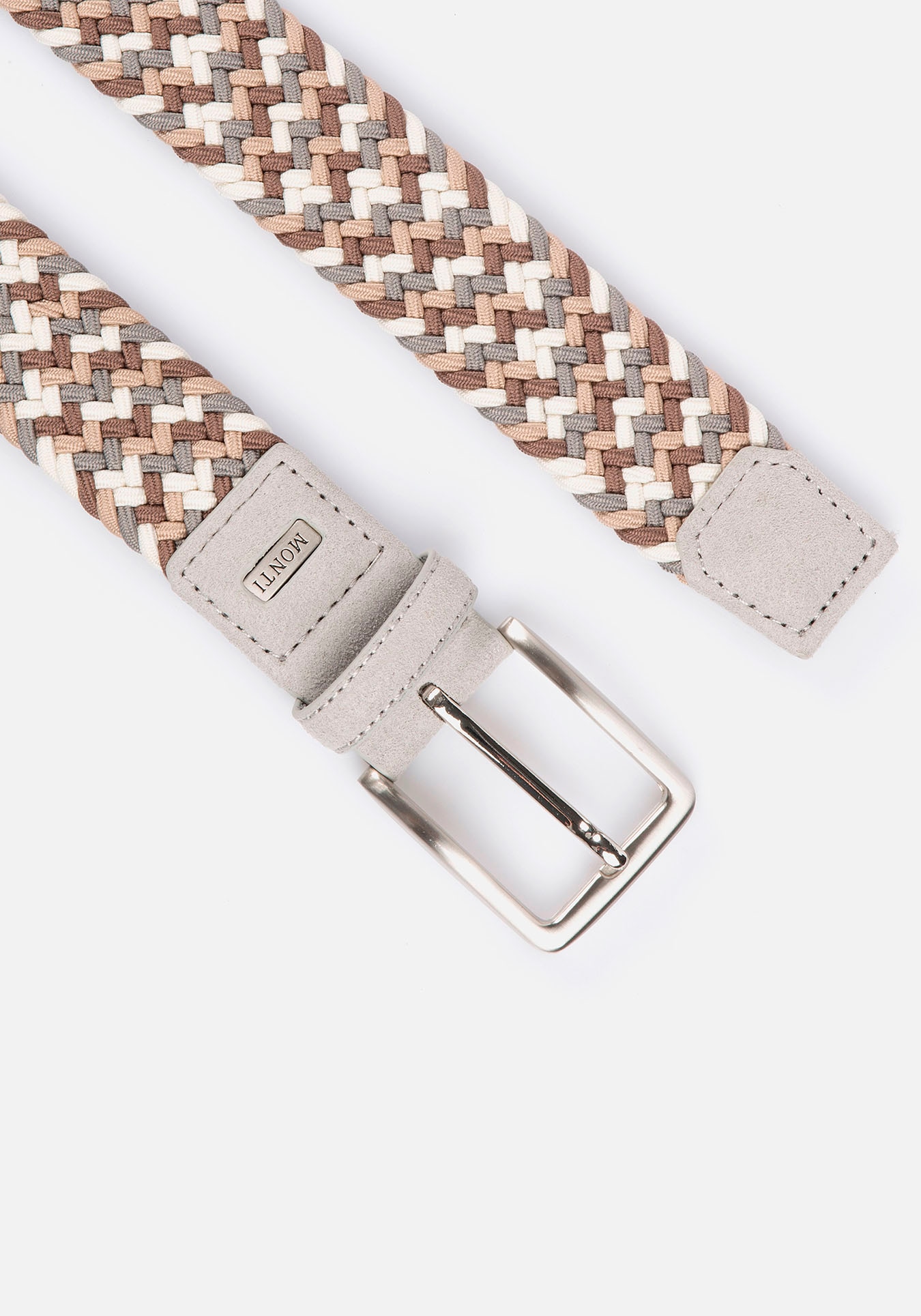 MONTI Ledergürtel, 3,5 cm breit, Elastischer Flechtgürtel, mit Velourleder