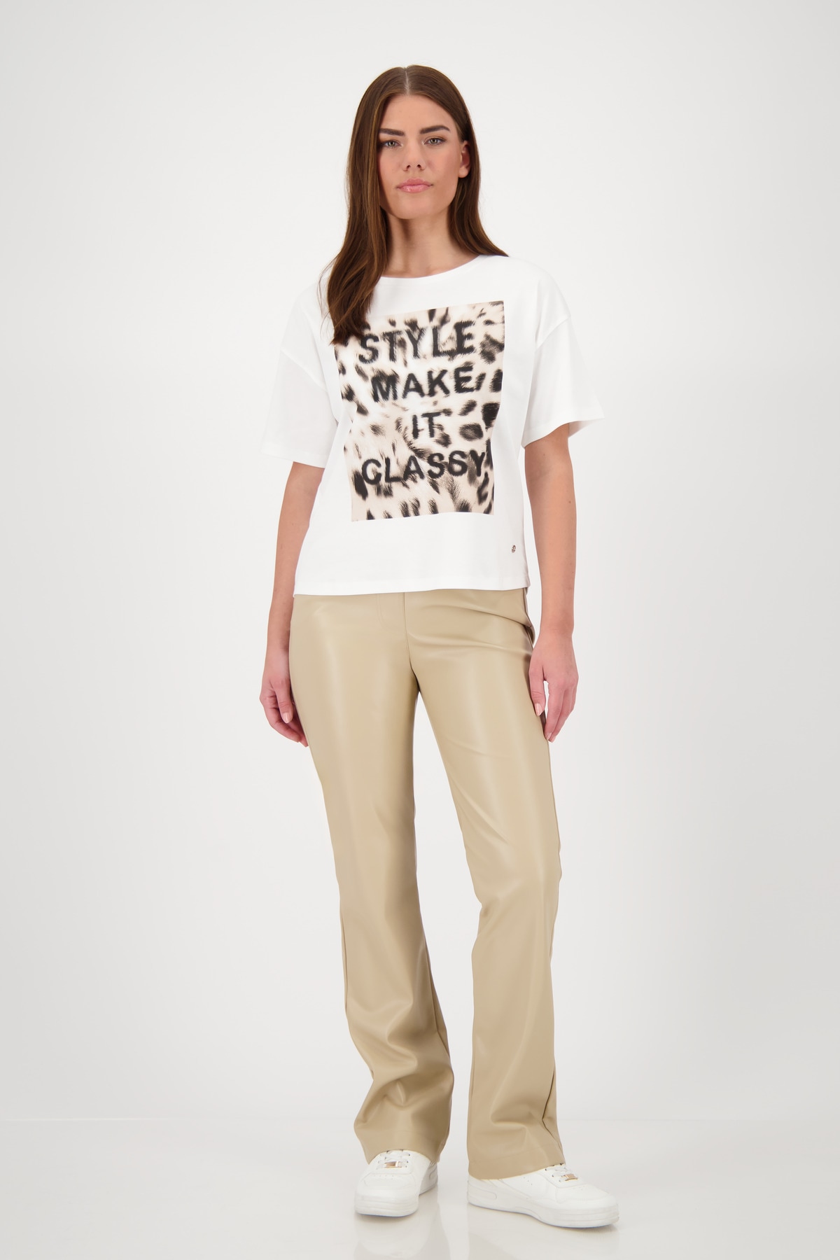 Monari T-Shirt »Shirt Leo + Schrift«, Mit Rundhalsausschnitt