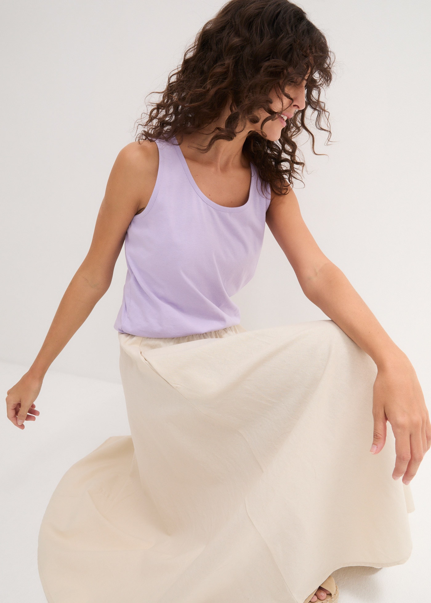 bonprix Longtop Packung, 5 tlg. figurumspielende Passform, ohne Ärmel und Kragen, unifarben