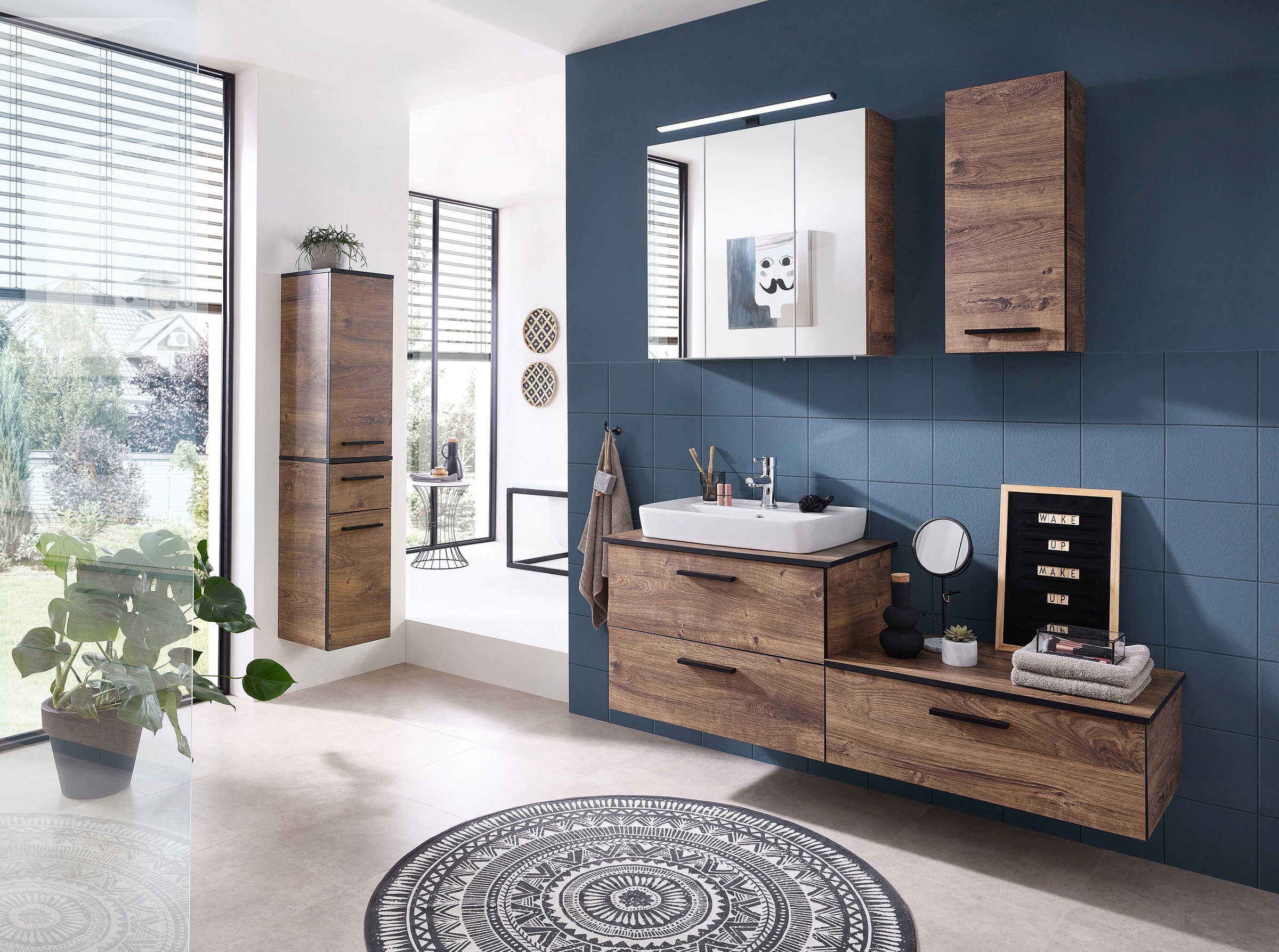 Saphir Armoire basse »Quickset 374 Badschrank mit 1 Klappe, inkl. Abdeckplatte« meuble sous lavabo, imitation chêne Ribbeck horizontal, 71 cm de large