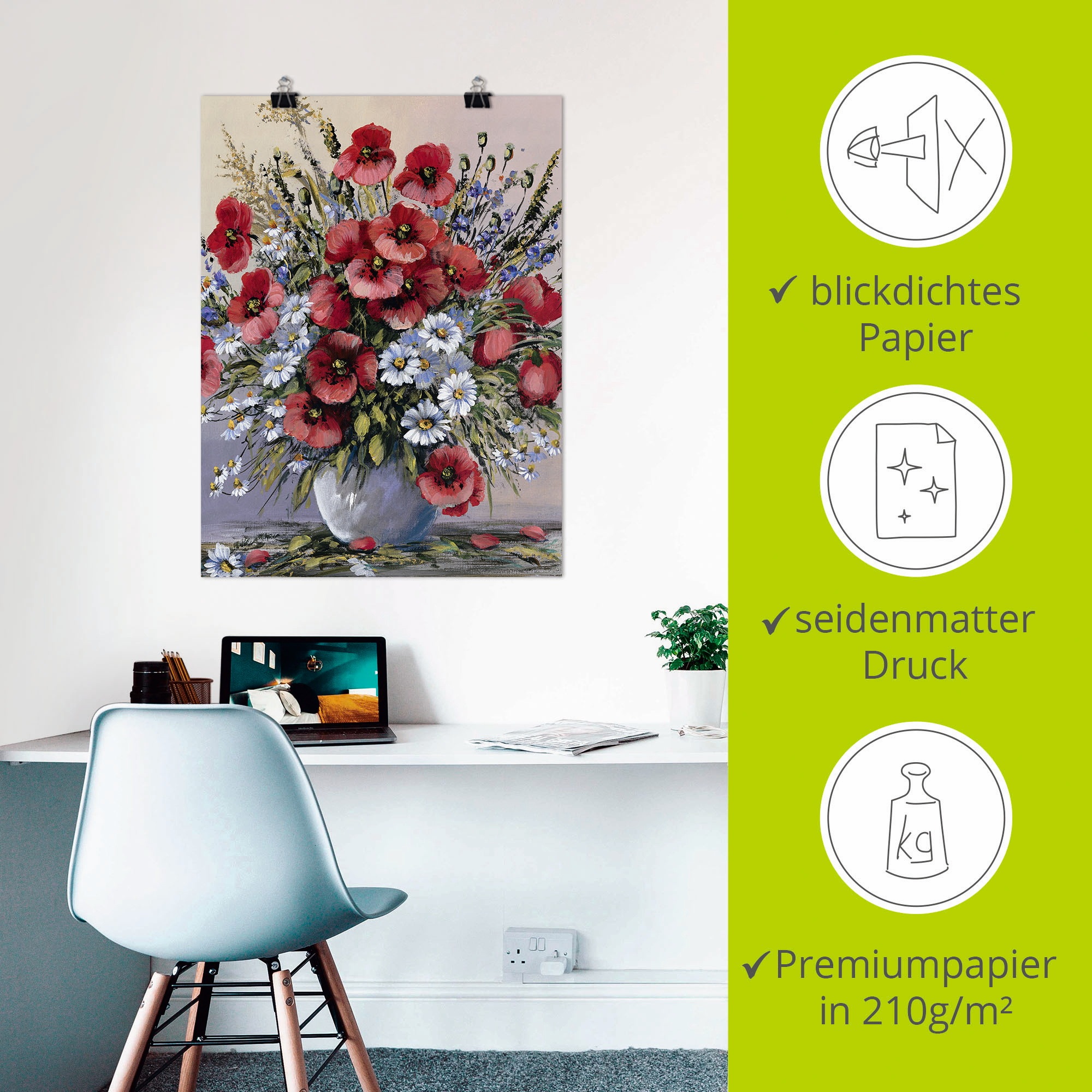 Artland Wandbild »Rote Mohnblumen«, Blumen, (1 St.), als Leinwandbild, Poster, Wandaufkleber in verschied. Grössen