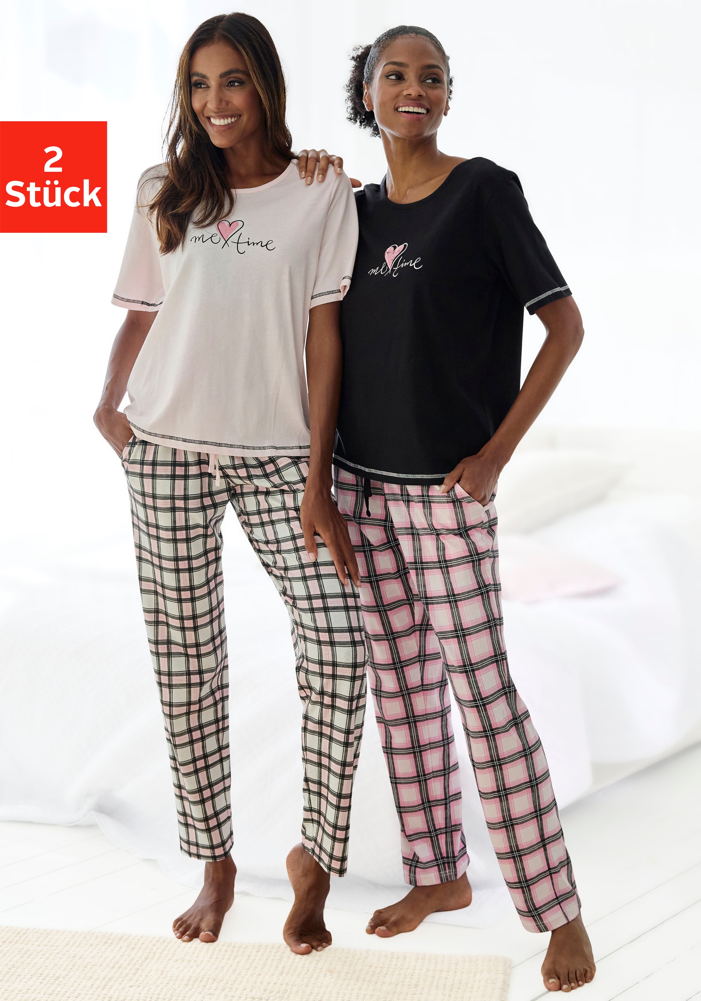 Image of Vivance Dreams by Lascana Pyjama Packung, 4 tlg. im Doppelpack mit Karomuster