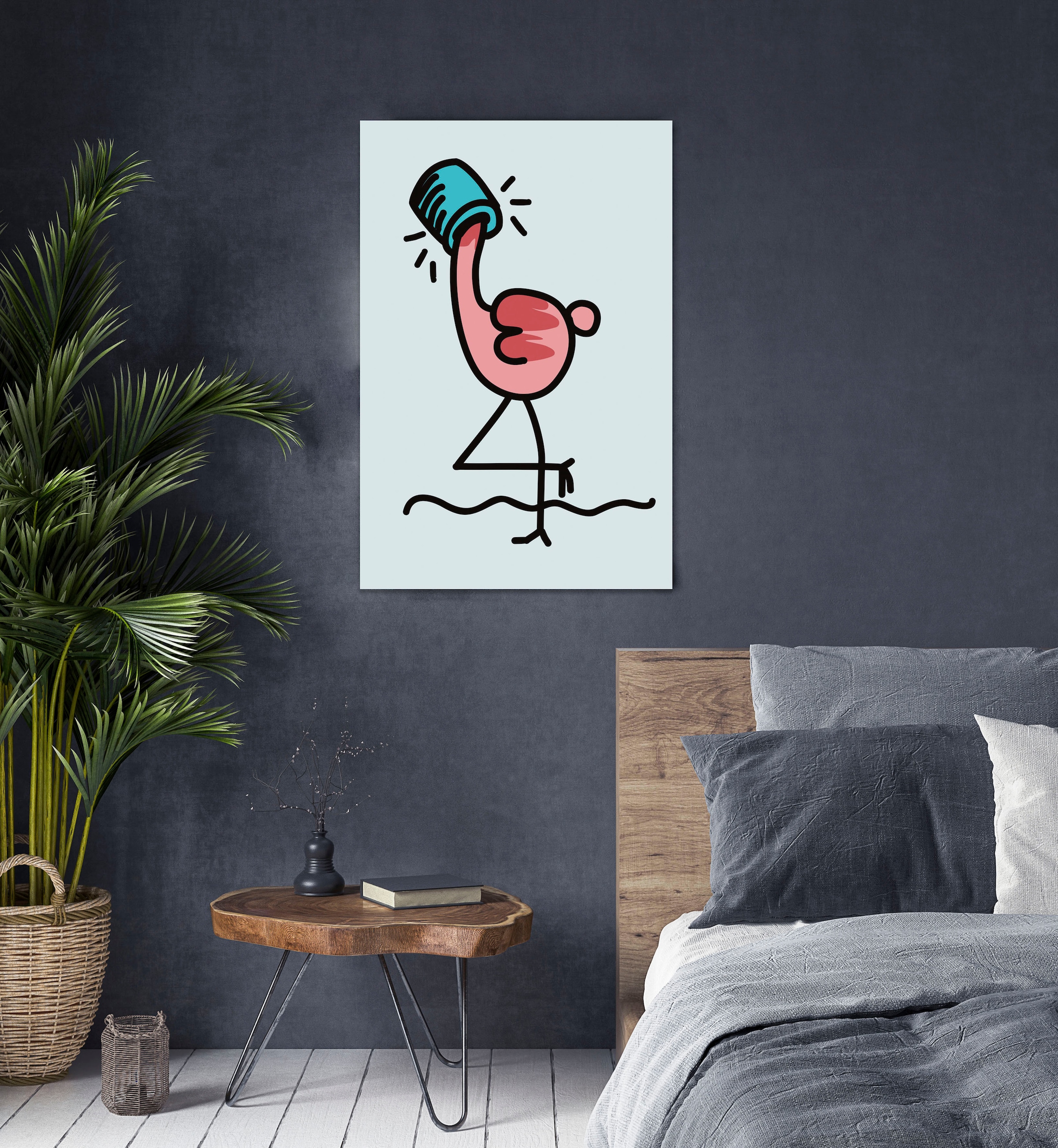 queence Tableau sur toile »Flamingo« Premium-Leinwandstoff, Handarbeit aus Deutschland
