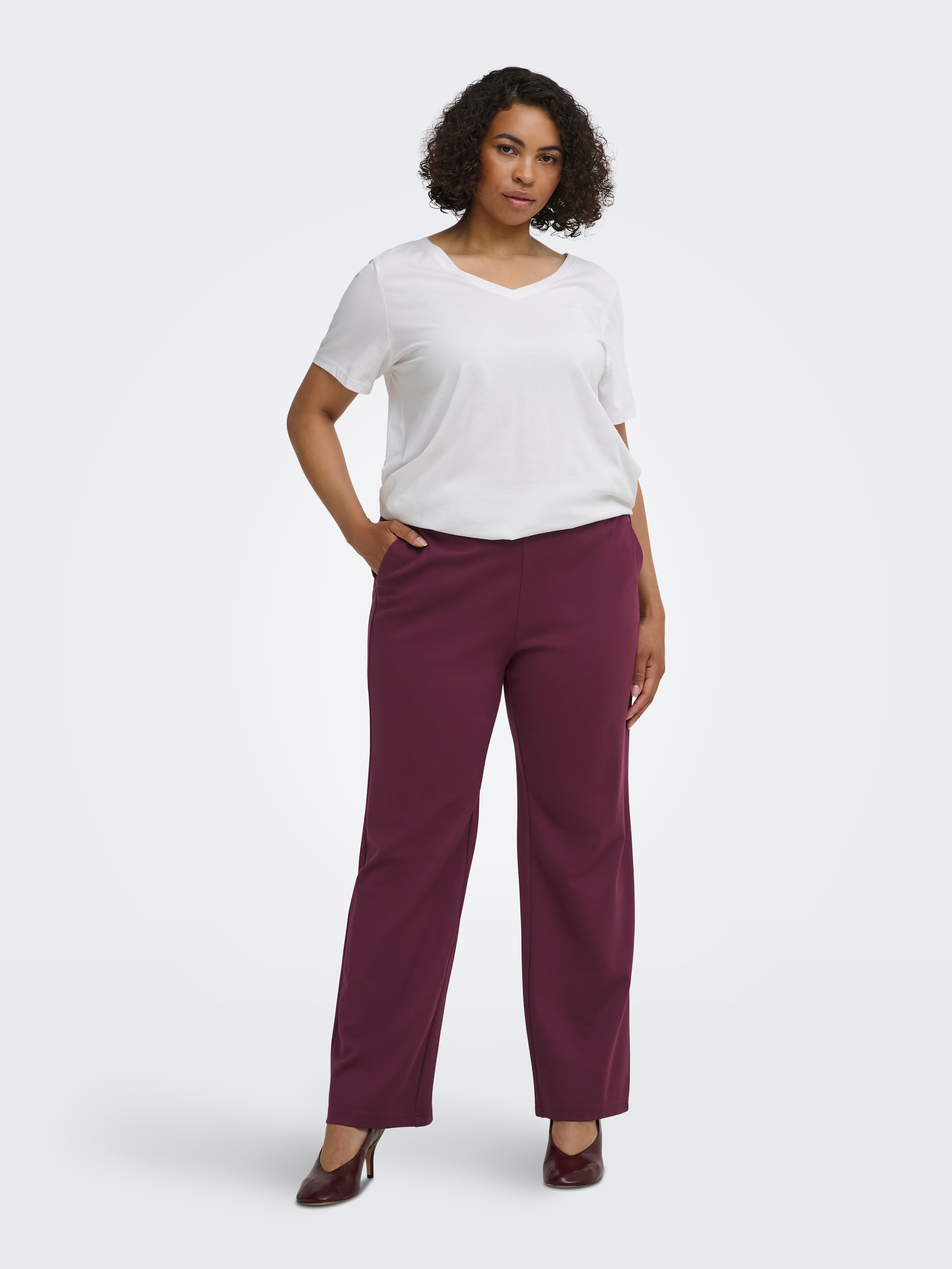 ONLY CARMAKOMA Pantalon de costume »CARGOLDTRASH LIFE MW STRAIGHT PANT NOOS«  Mélange viscose, taille normale