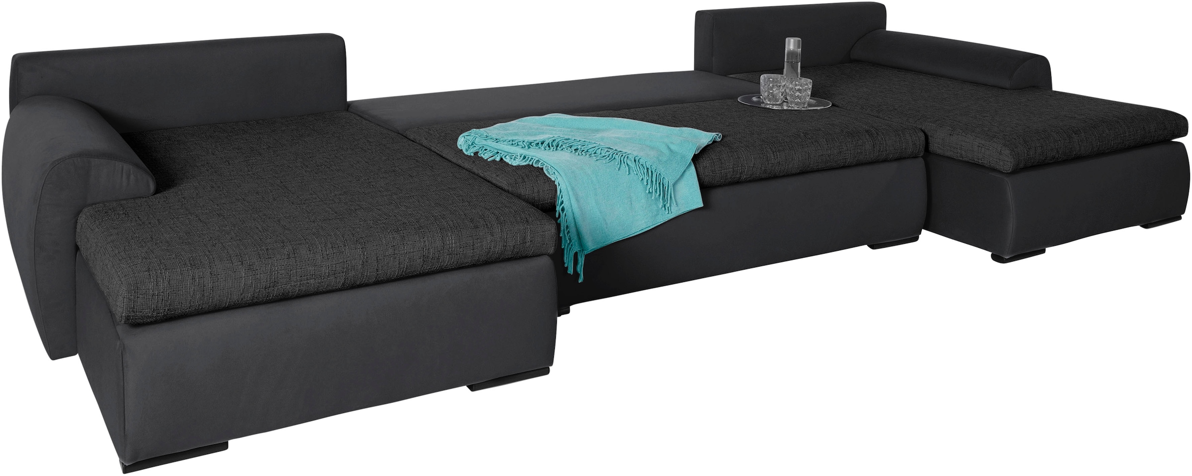Home affaire Wohnlandschaft »Win U-Form, B: 366 cm - OTTO. Verlässliche Qualität.« Bettfunktion, Bettkasten & 5 Zierkissen