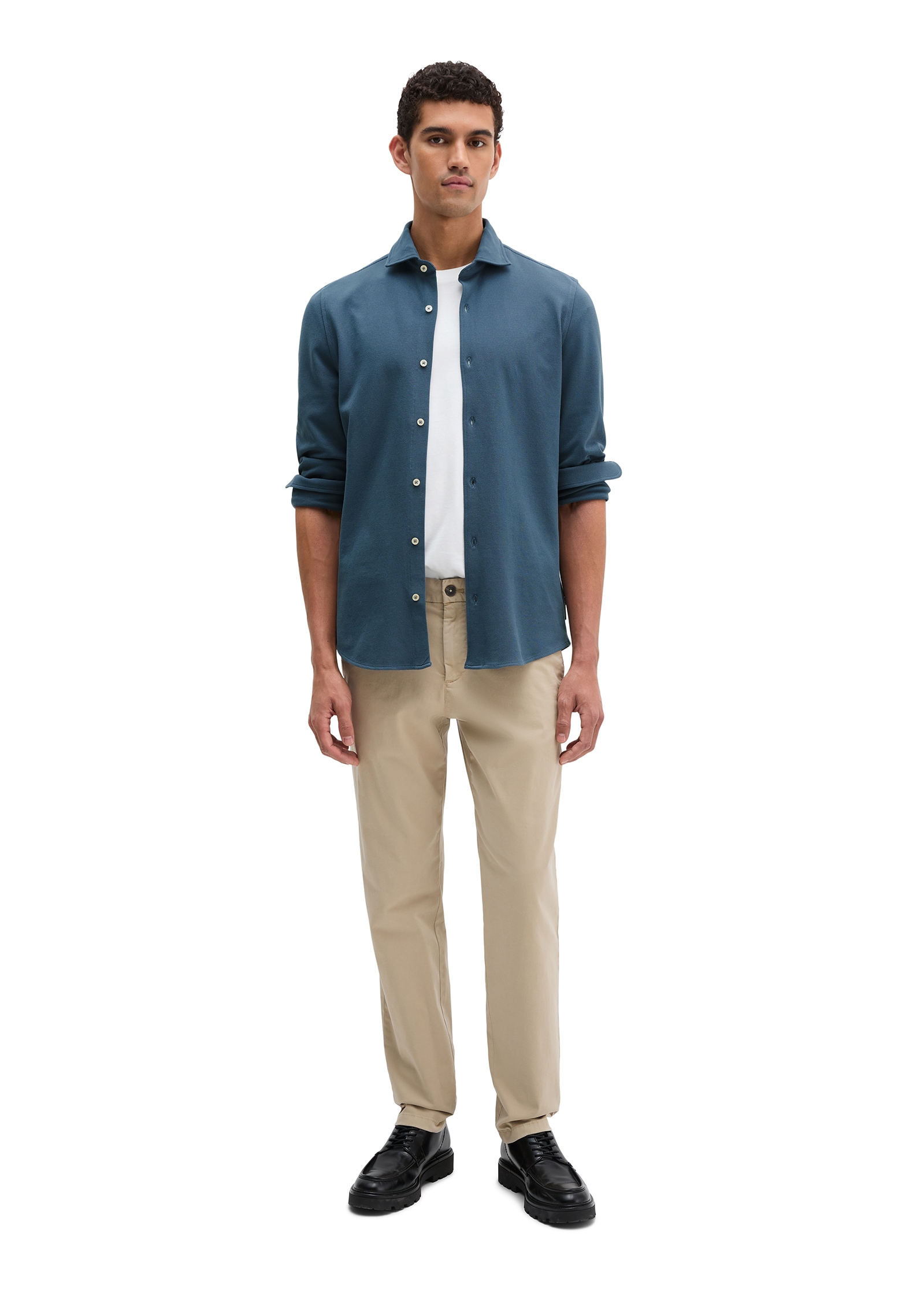 Marc O'Polo Langarmhemd Shaped Fit, mit feiner Piqué-Struktur