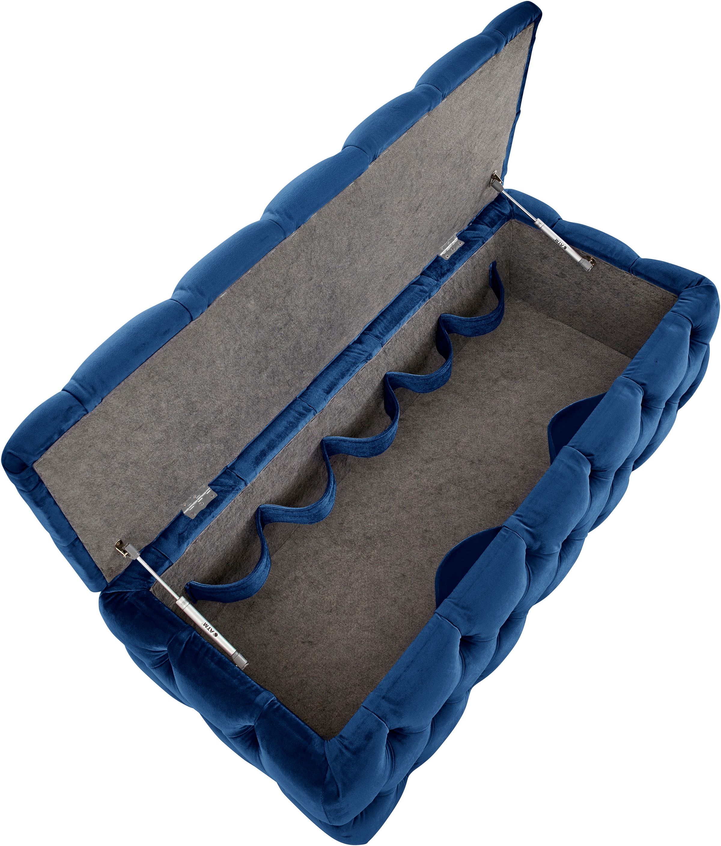 Home affaire Polsterhocker »KALINA, hochwertige Knopfheftung, B/T/H: 120/55/45 cm«, mit Staufach und innenliegenden Laschen zur besseren Aufbewahrung