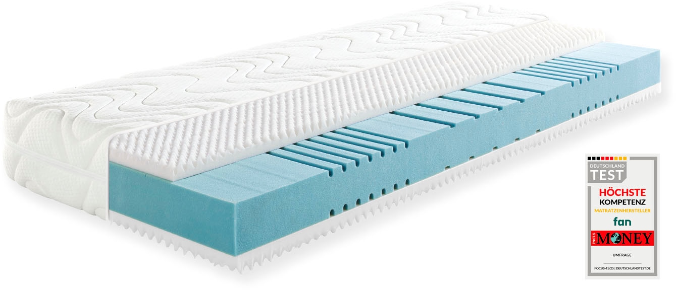 fan Matelas en mousse froide »fan 7-Zonen-Kaltschaummatratze mit Noppenschaumauflage« 23 cm hoch 1-tlg., 1 cuis tlg. Matratze 90x200, 140x200 & weitere Grössen, mit Schulterentlastungzone