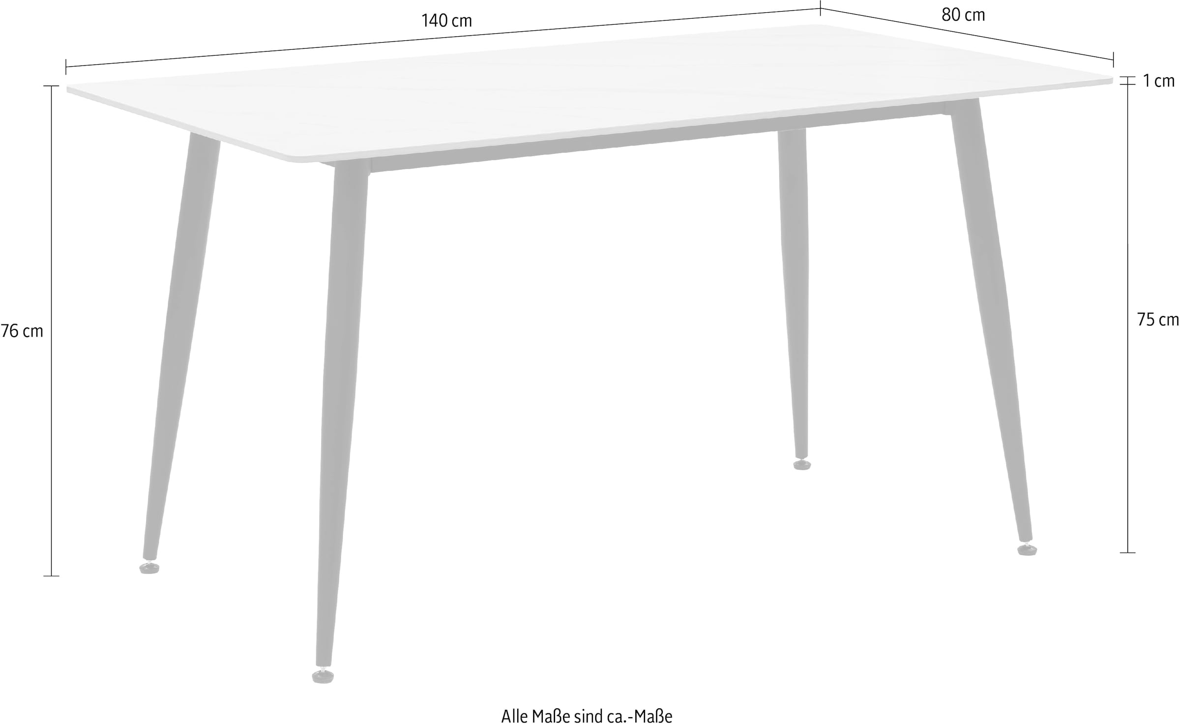 HELA Esstisch »ALIZIA«, 12 mm gesinterter Stein, Breite 140 cm