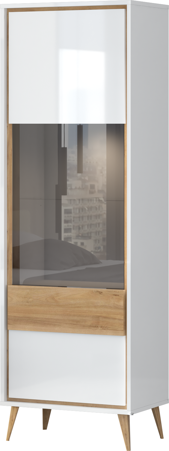 Image of GOODproduct Vitrine "Vida" (H/B/T): 195/64/40cm, UV lackiert, hochglänzend, Soft-Close und Push-to-open Funktion