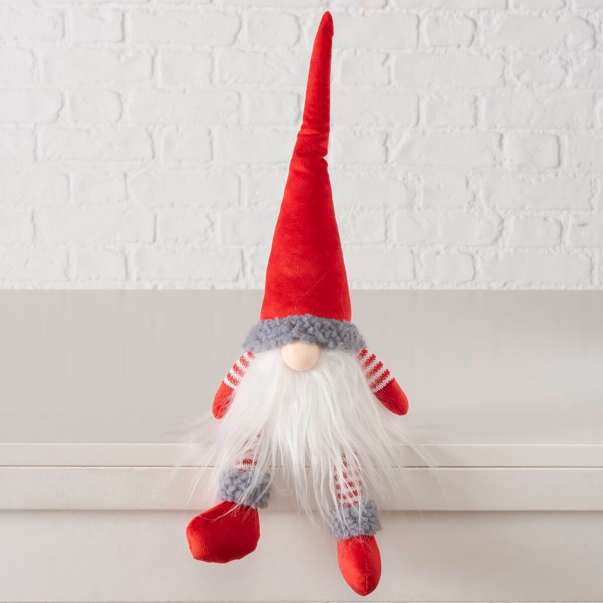 GOODproduct Kantenhocker »Wichtel, rot-weiss« Handgearbeiteter Wichtel im Ringelshirt, Höhe 42 cm