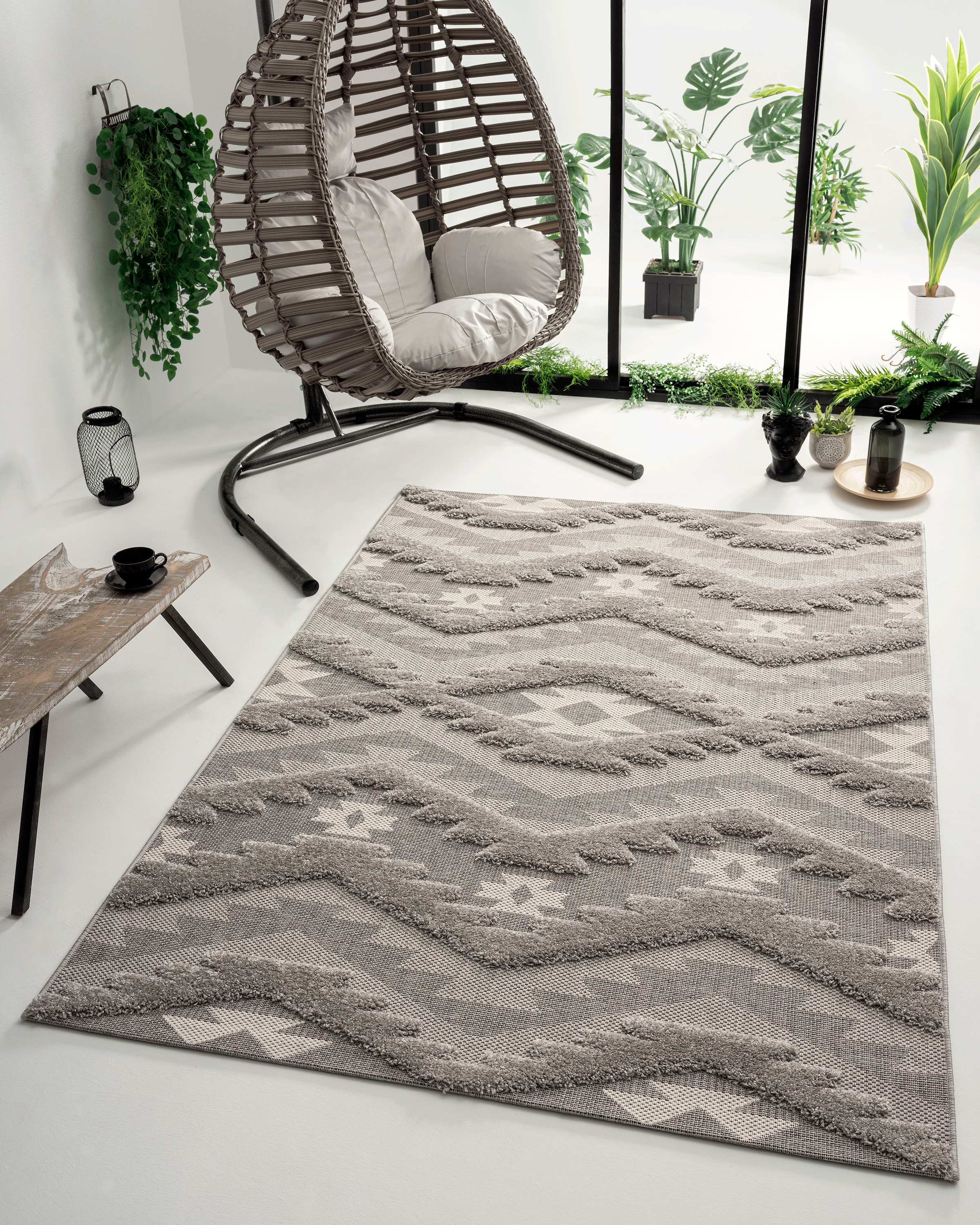 merinos Teppich »Kayra 54066«, rechteckig, Hoch Tief Struktur, Boho Style,  Scandic, In- Outdoor geeignet kaufen
