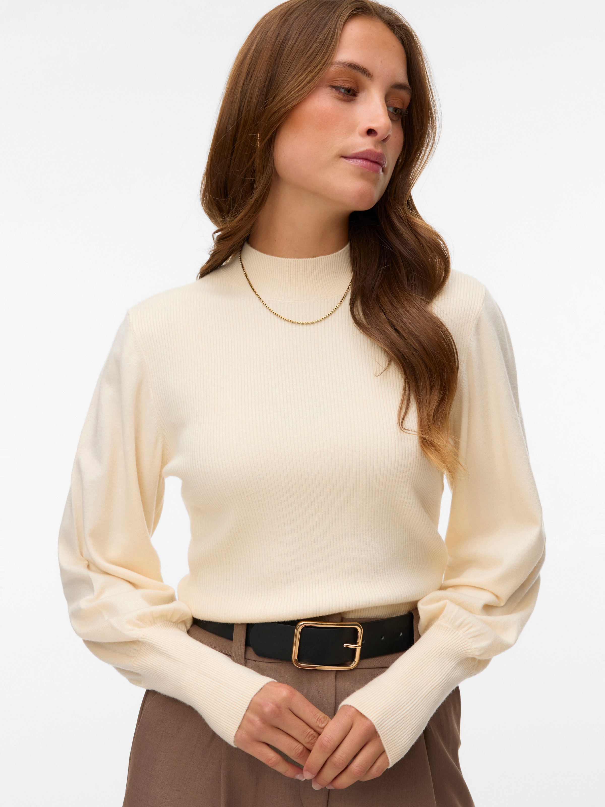 Image of Vero Moda Strickpullover "VMHOLLYKARIS LS FUNNELNECK PULLOVER BOO" Viskosemischung