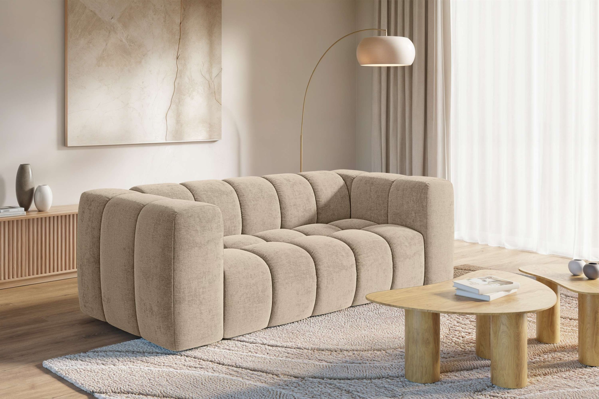 Image of homsy by Ana Johnson 3-Sitzer ""L" BOUBELLE Design-Sofa, Bubble-Optik, Breite 217 cm" hoher Sitzkomfort dank Wellenunterfederung, L Sitztiefe 63 cm