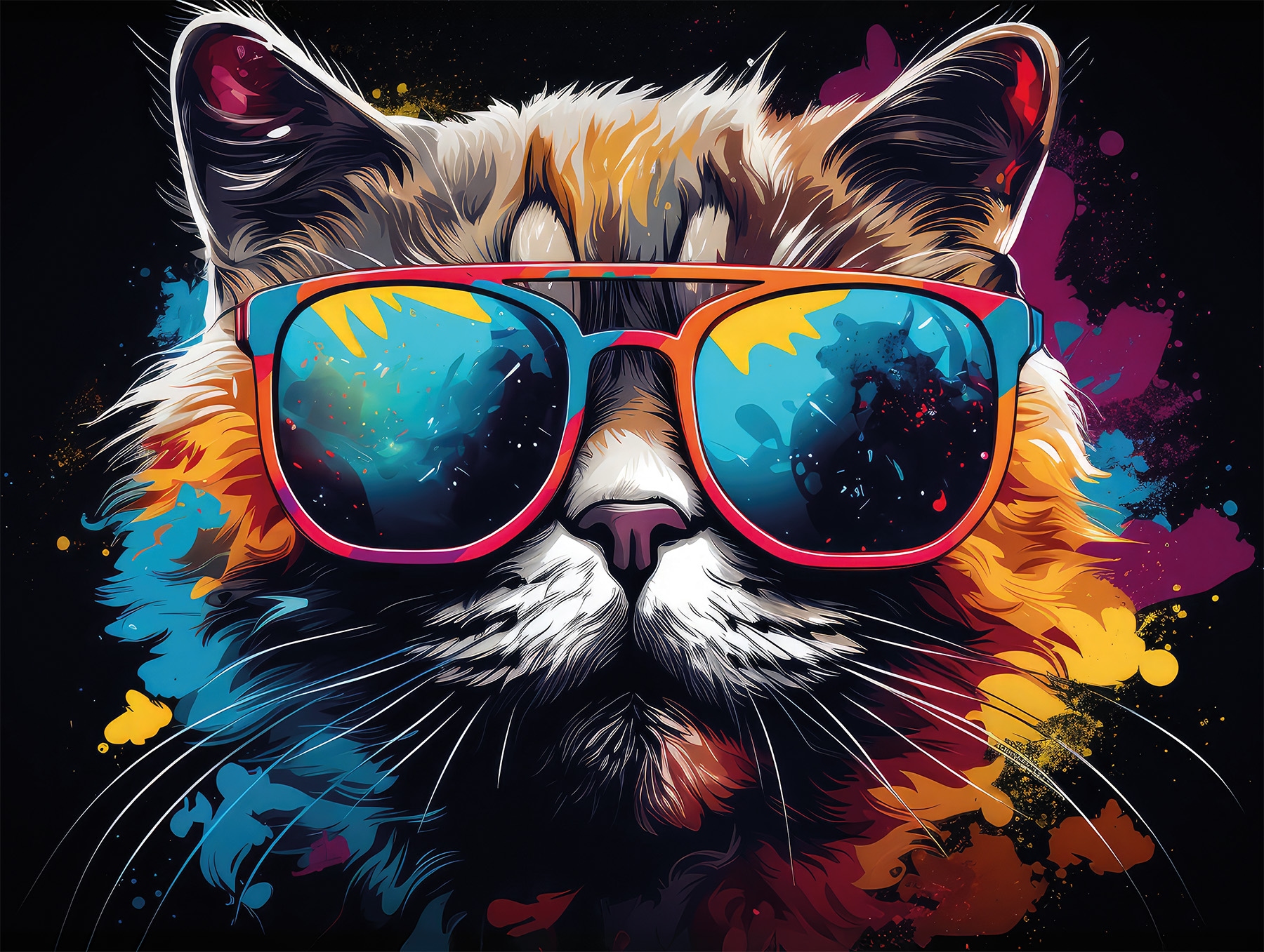 Image of Bönninghoff Bild "Wandbild COOL CAT 46x61 cm – Leinwandbild Keilrahmen Deko modern" Katze Katzen Katzenbilder auf Keilrahmen gespannt