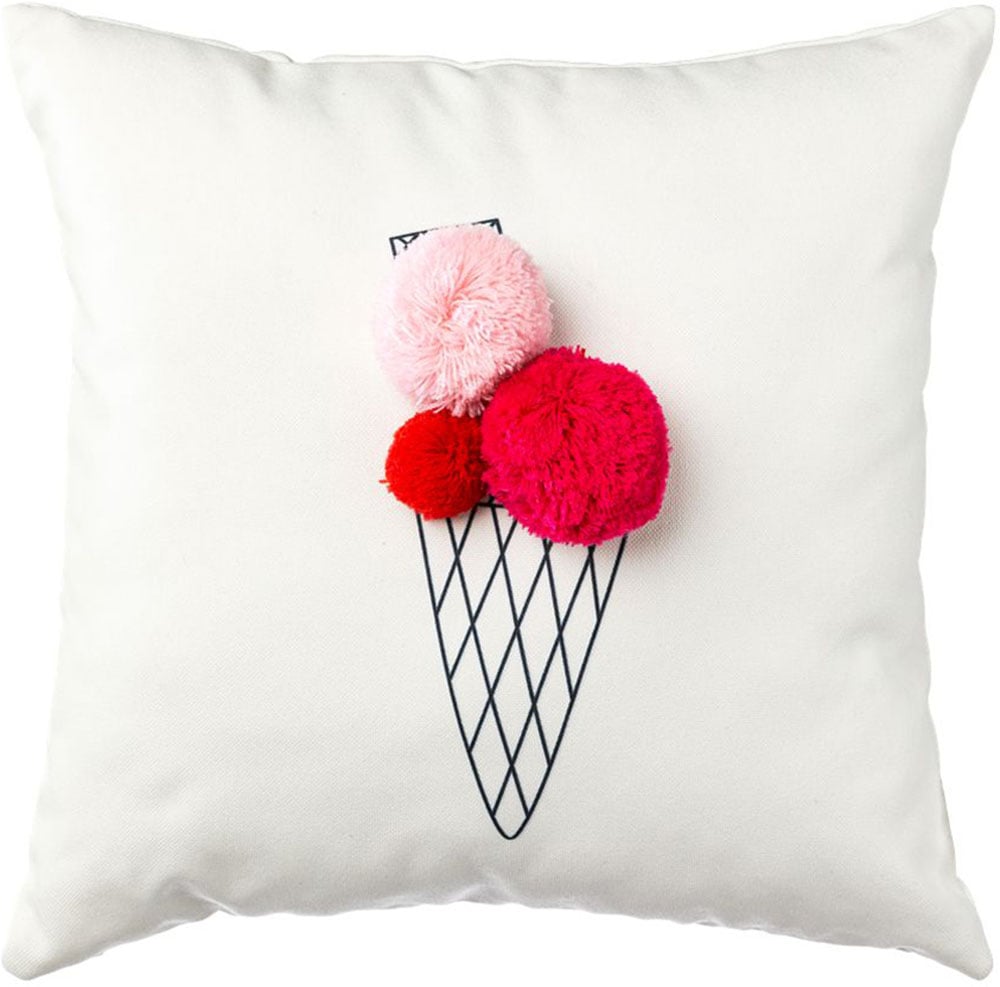 Image of Creativ home Dekokissen "Kissen Icecream" mit niedlicher Wollapplikation