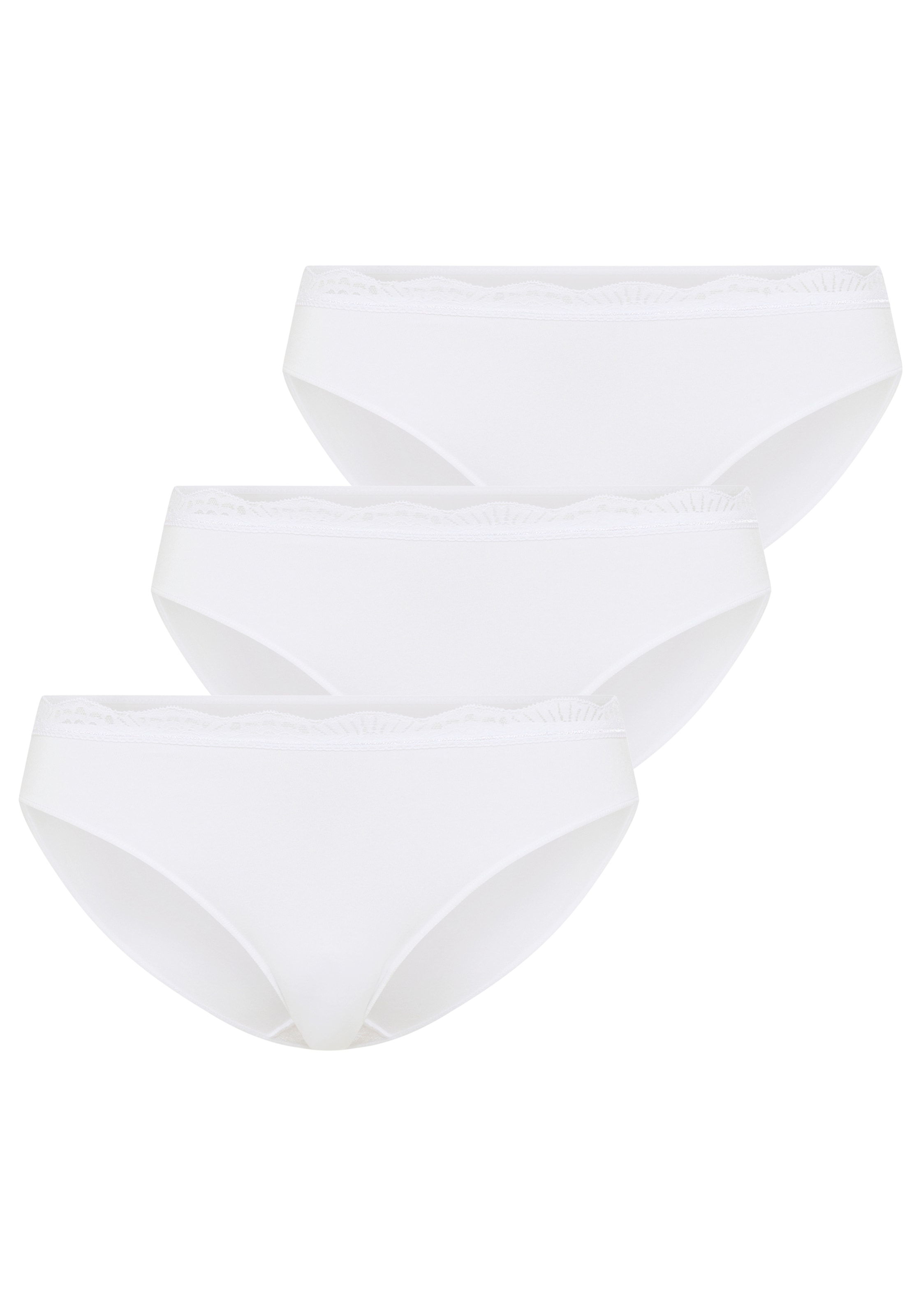 Image of YSABEL MORA Minislip "BASIC COLLECTION COTTON WITH LACE" 3er Pack, mit feiner Spitze versehen