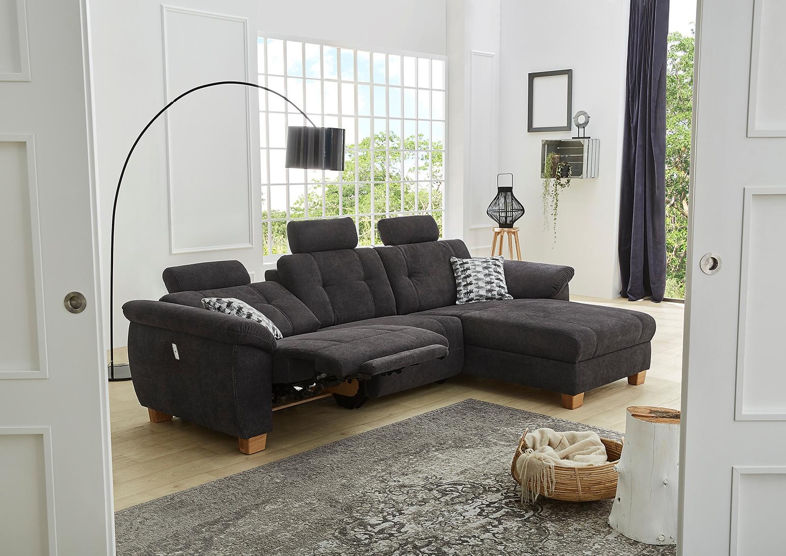 Jockenhöfer Gruppe Canapé d'angle »Savona L-Form, B: 299  cm« avec fonction relax électrique, USB, 2 coussins décoratifs & 3 appuie-têtes