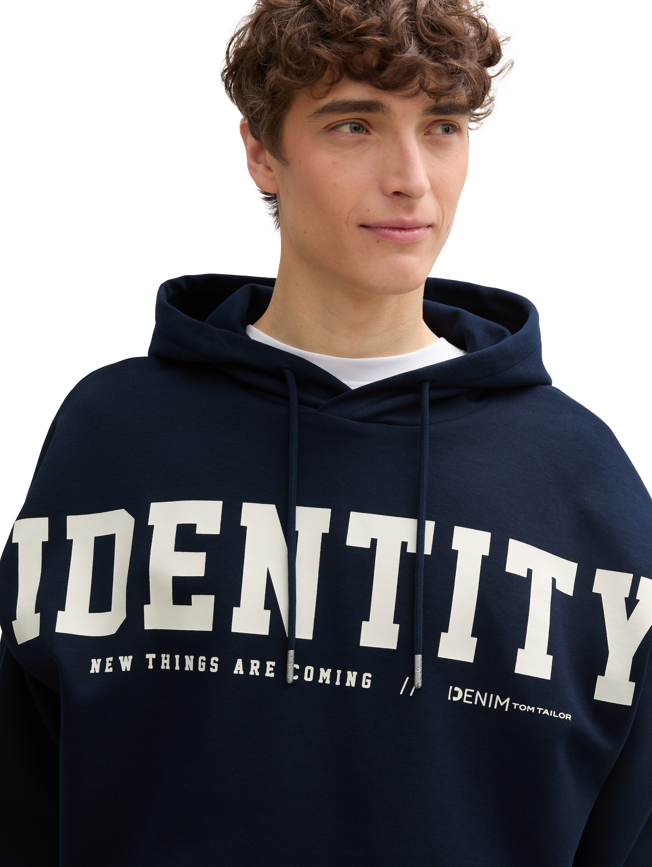 TOM TAILOR Denim Kapuzensweatshirt mit Statement-Print