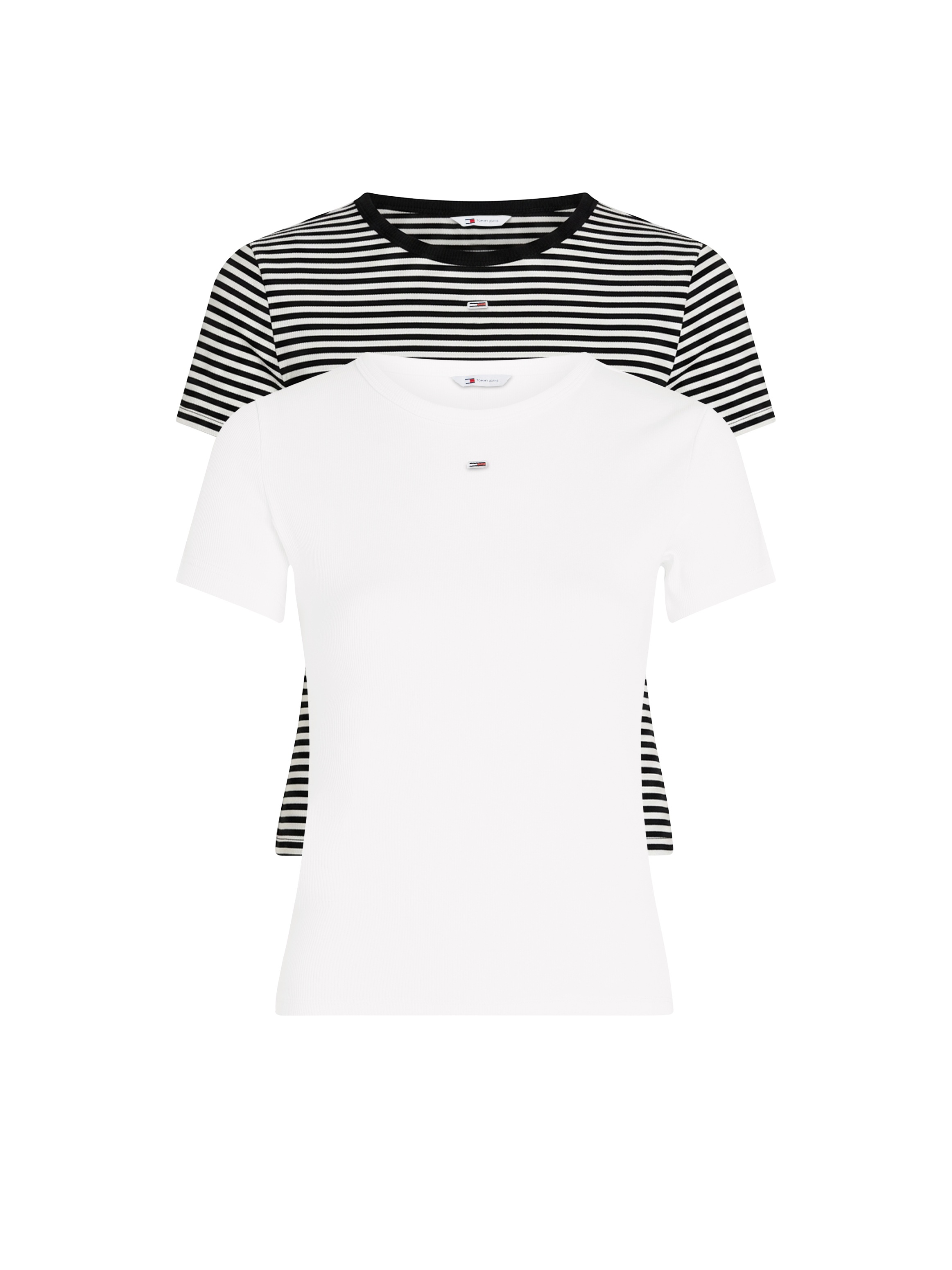 Tommy Jeans T-shirt à manches courtes »TJW 2PACK SLIM ESSENTIAL RIB SS« Paquet, 2er-Pack, 2 pièces mit gerippter Struktur, Rundhals