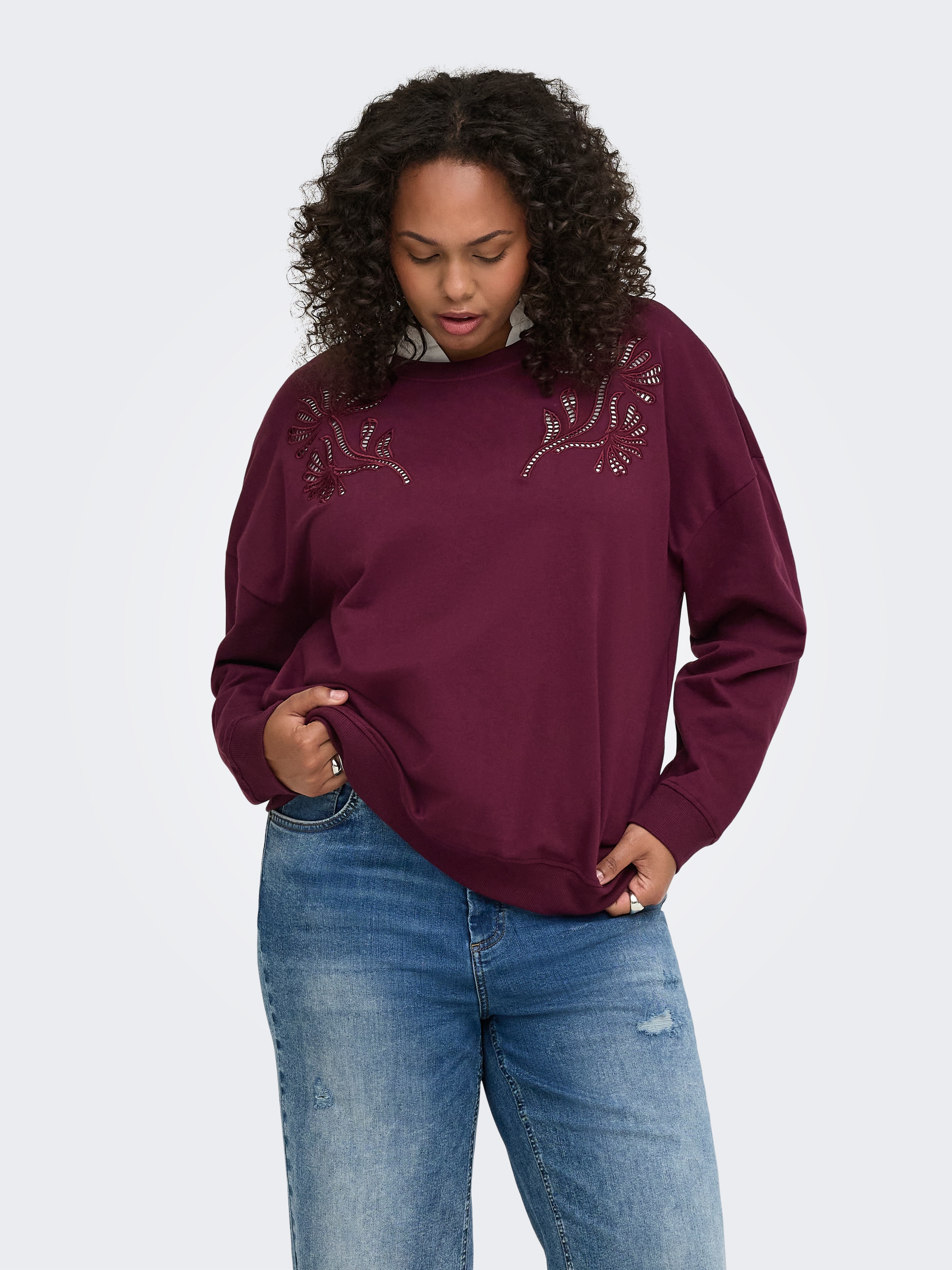 ONLY CARMAKOMA Sweatshirt »CARLEONORA L/S O-NECK BLOUSE JRS BF«, Baumwolle, regular fit
