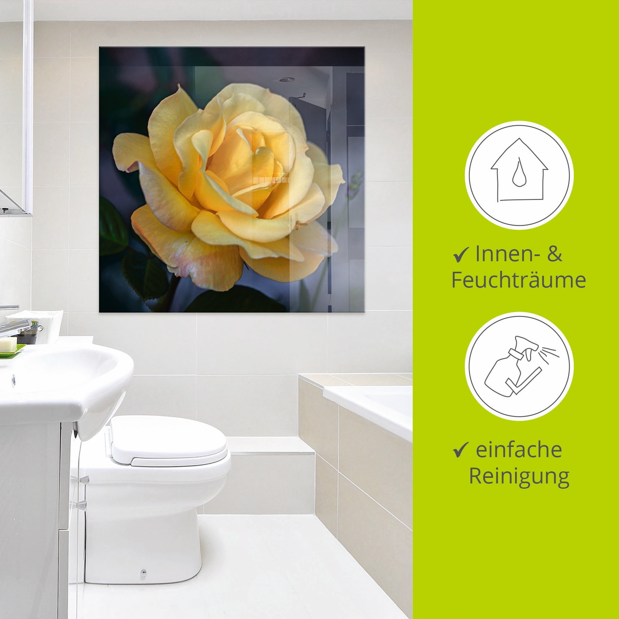 Artland Tableau en verre »Gelbe Rose« 1 cuis tlg. in verschiedenen Grössen