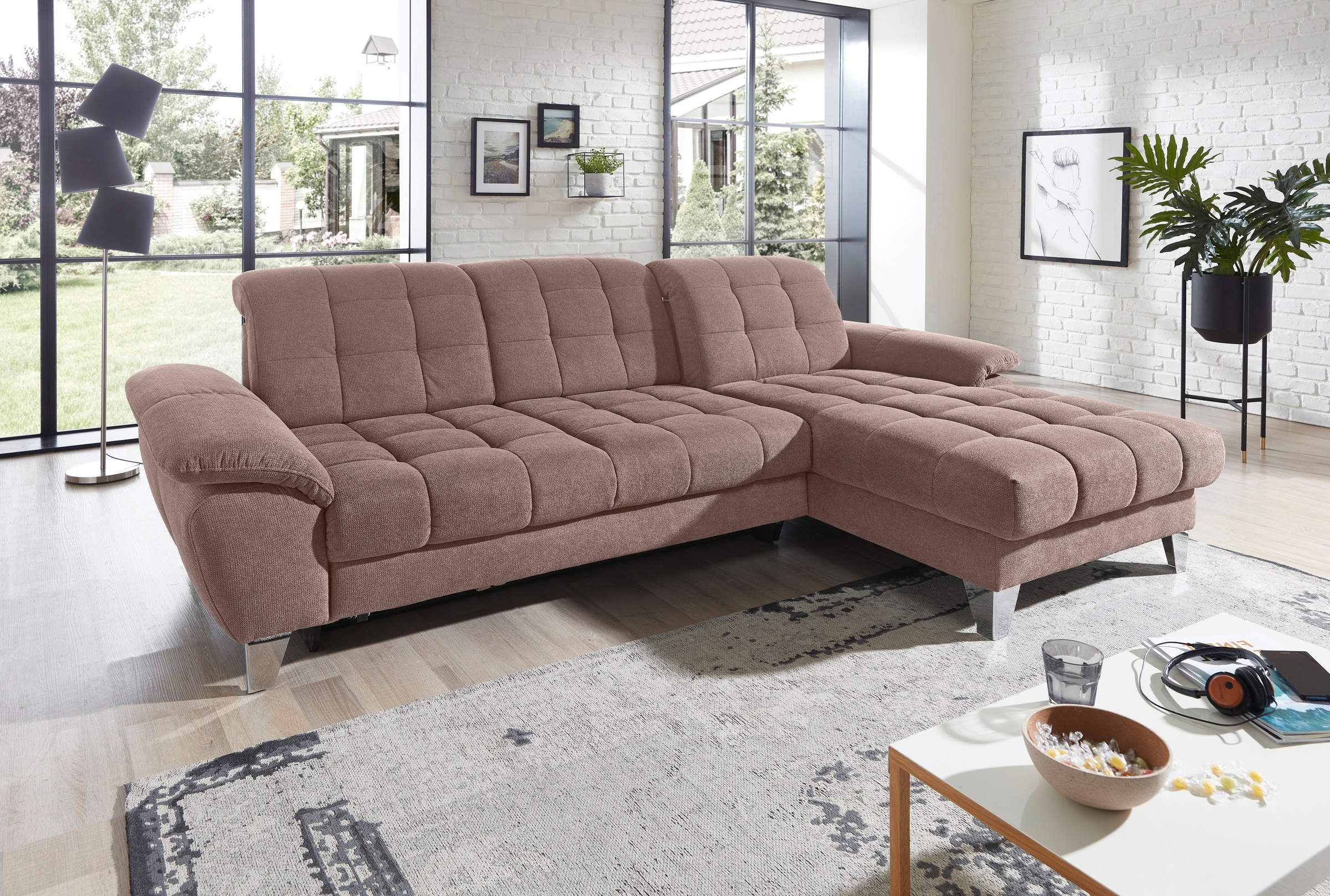 Image of Places of Style Ecksofa »Bardi«, mit Sitztiefenverstellung, wahlweise auch mit Armlehn- und Kopfteilverstellung, Bettfunktion und Bettkasten bei Ackermann Versand Schweiz