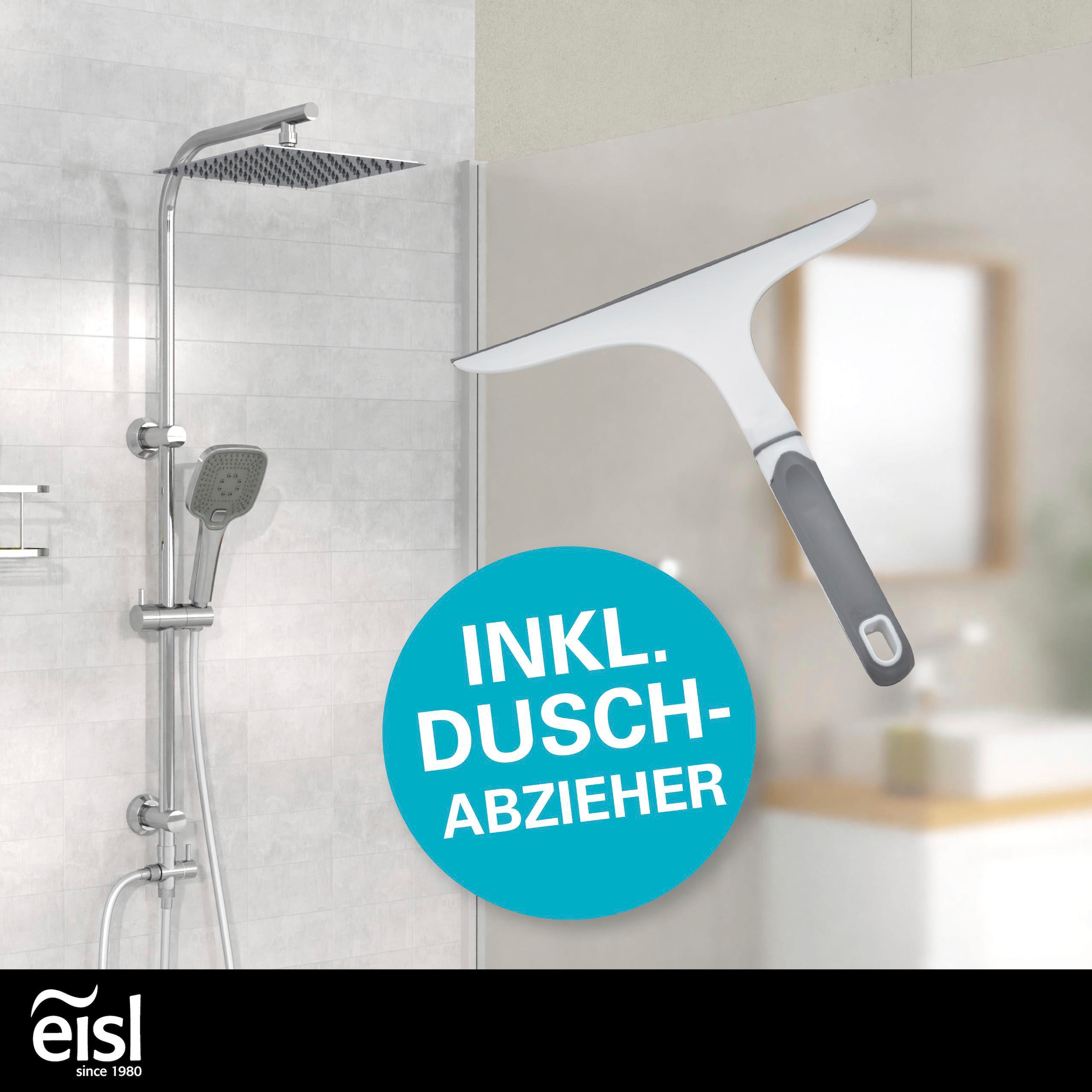 Eisl Duschsystem »EASY DELUXE« Regendusche, Antikalk, höhenverstellbar, inkl. Duschabzieher