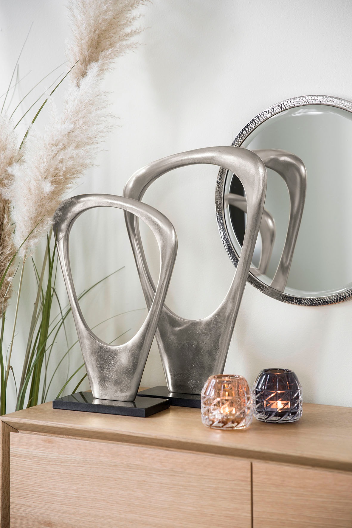 Image of Fink Dekoobjekt »Skulptur FANTASIA, silberfarben«, (1 St.), handgefertigt, aus Metall, mit Granitsockel, in 2 Grössen erhältlich, modernes Design, dekorativ im Esszimmer & Wohnzimmer bei Ackermann Versand Schweiz