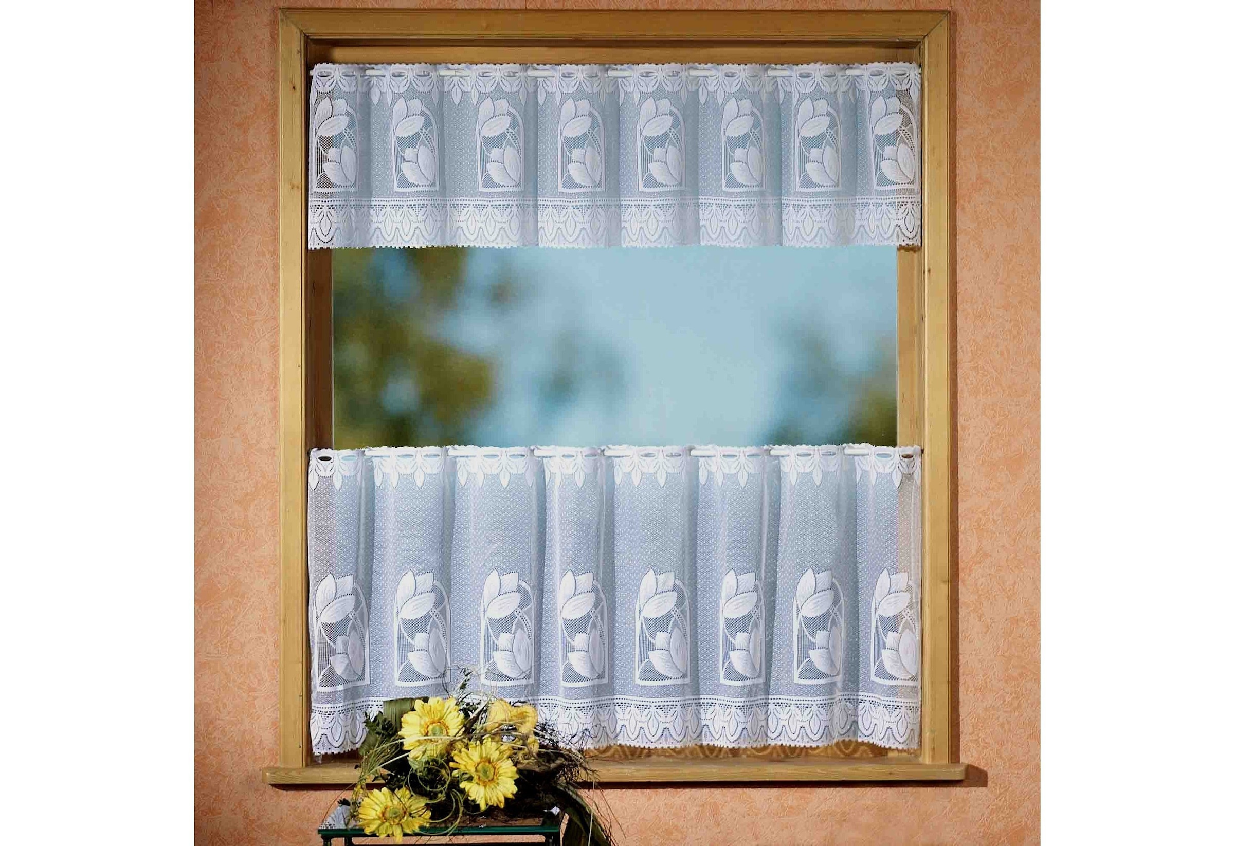 Image of Weckbrodt Scheibengardine "Aachen" Stangendurchzug 2 Stk. tlg. Bistro, Jacquard, halbtransparent, 2teiliges Set, Gardine, Store
