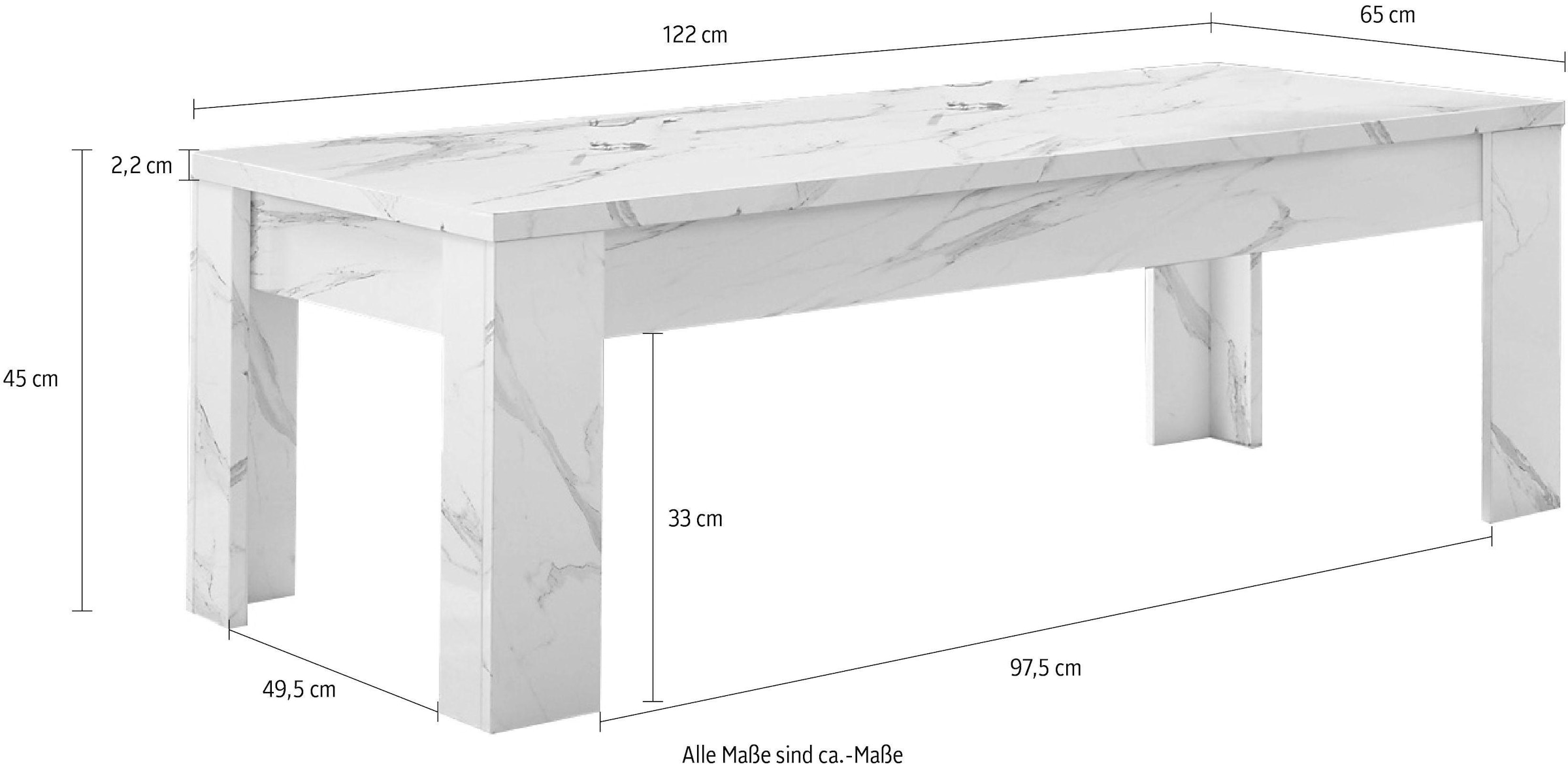 INOSIGN Couchtisch »Carrara«, (125 x 65 cm)