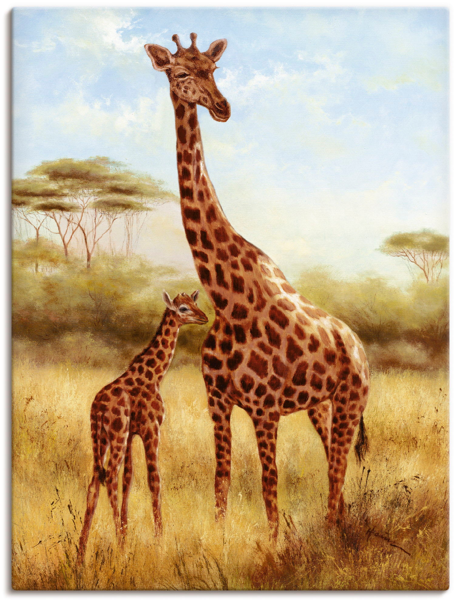 Image of Artland Leinwandbild "Giraffe" Wildtiere 1 Stk. tlg. auf Holzrahmen gespannt
