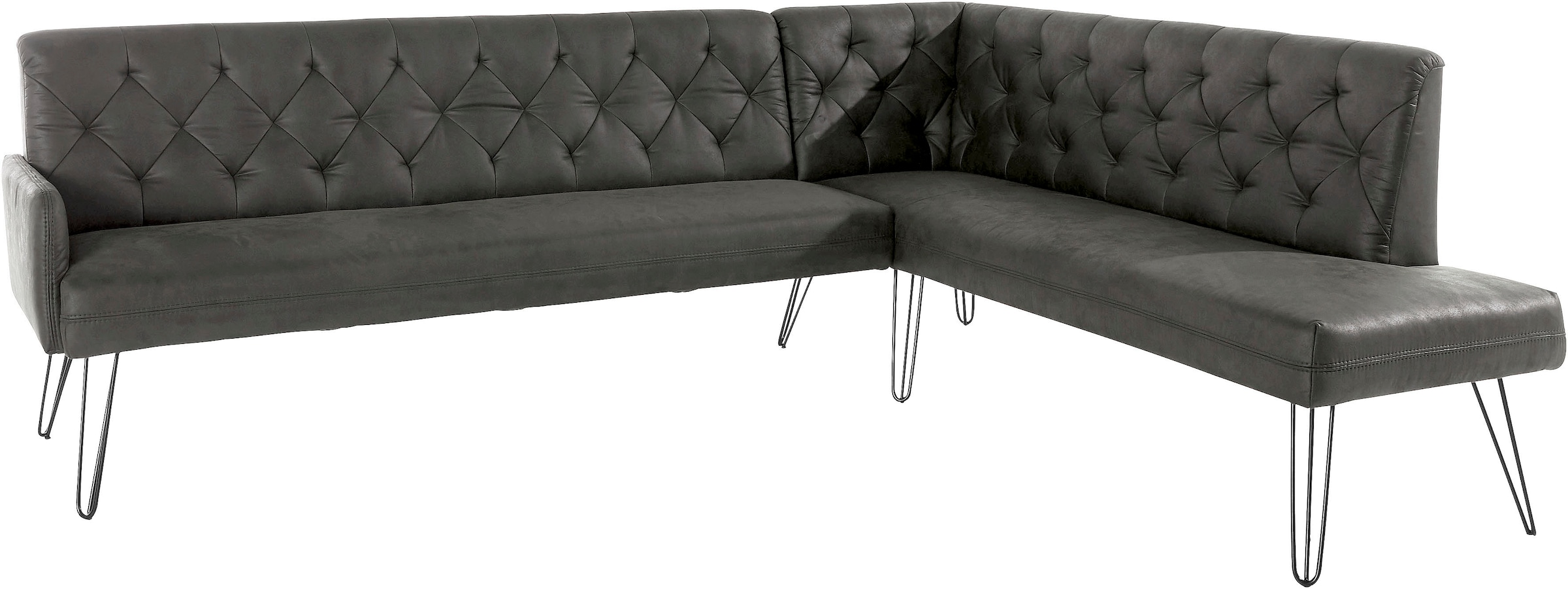 exxpo - sofa fashion Eckbank »Doppio, Chesterfield Optik, komfortabel und bequem, hohe Designfüsse«, Frei im Raum stellbar