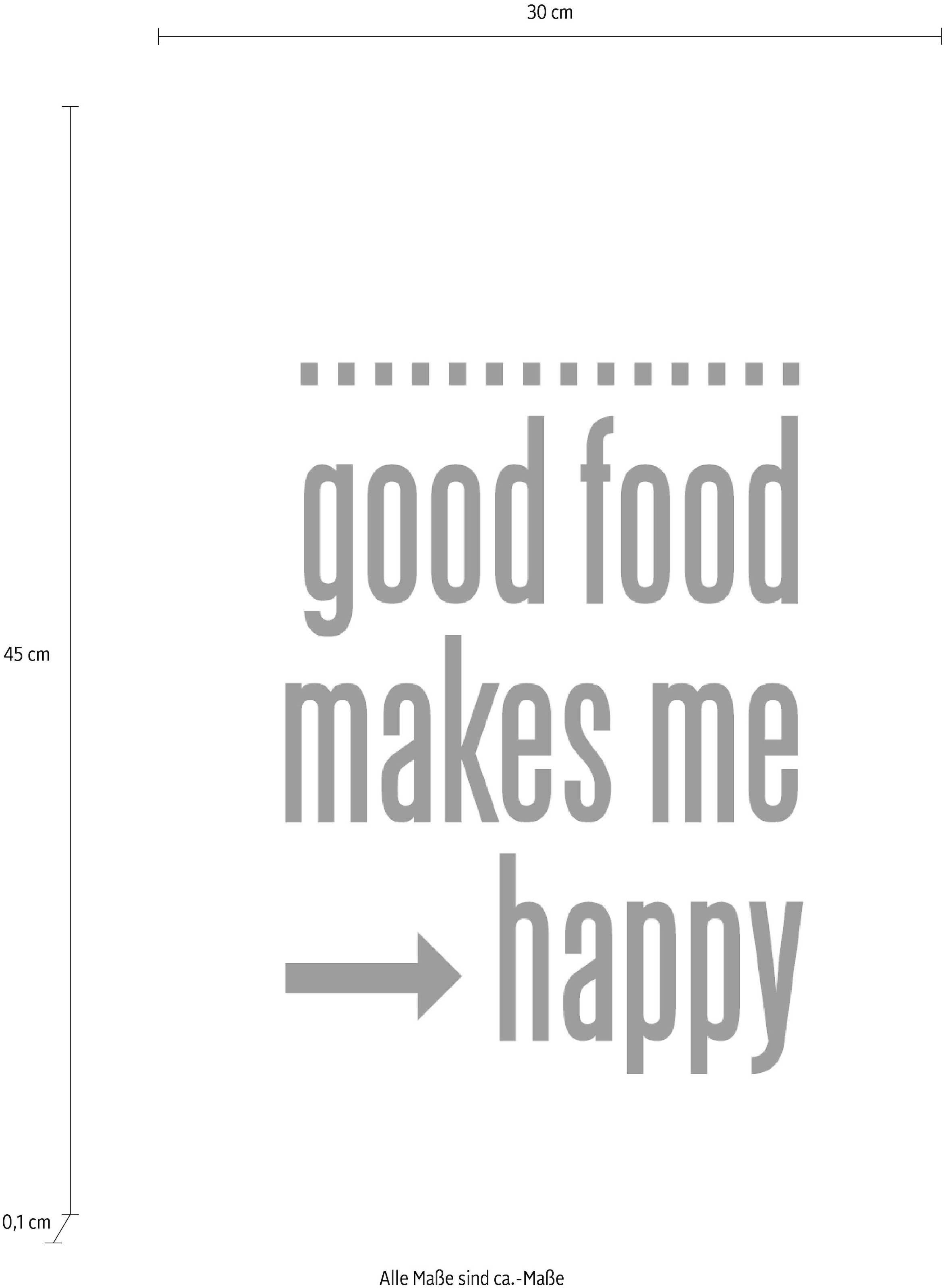 queence Wanddekoobjekt »Good food makes me - happy«, Stahlschild, Blechschild, Spruch, Witzig, Wanddeko, retro, 20x30cm