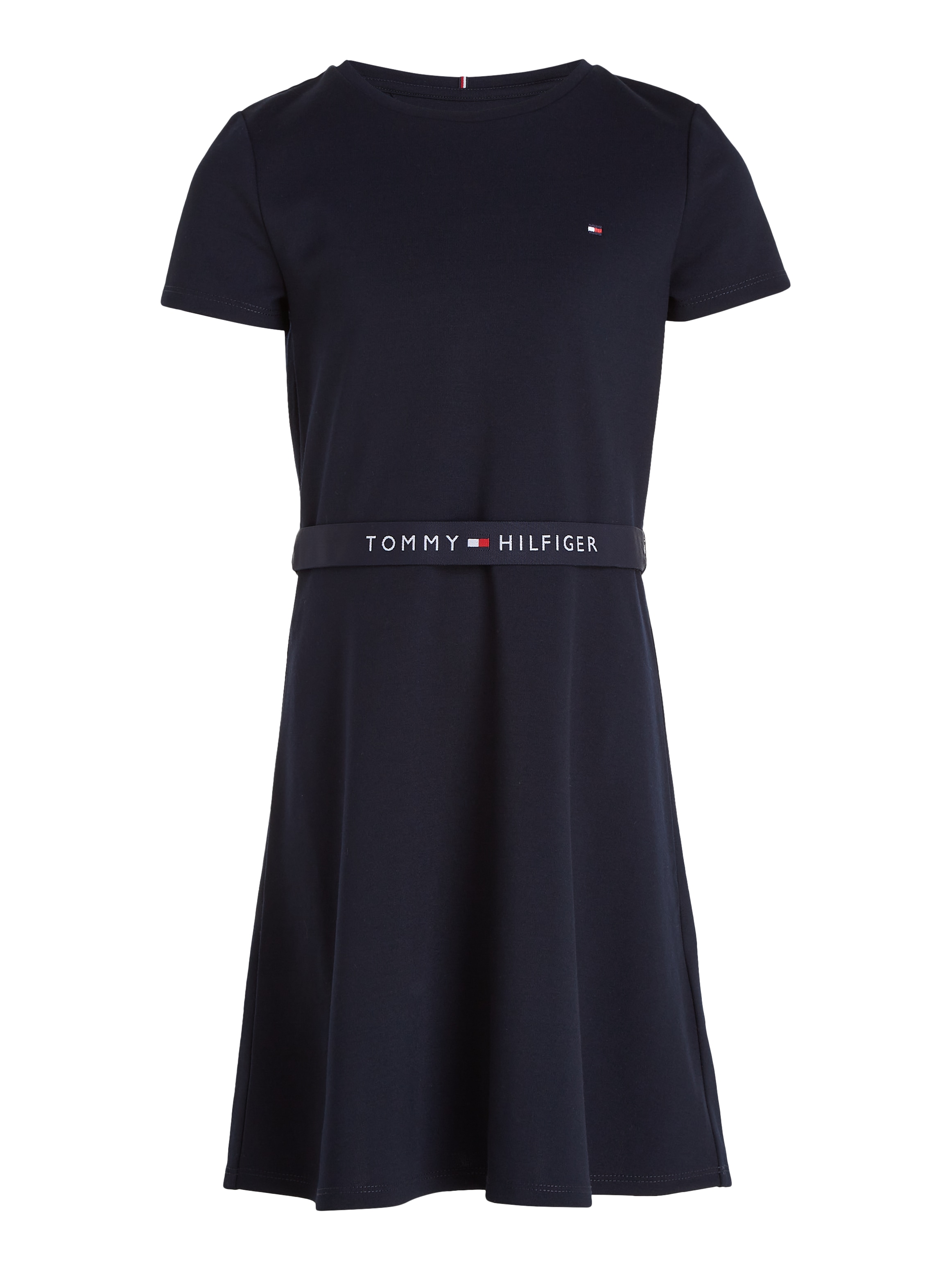 Tommy Hilfiger Jerseykleid »ESSENTIAL SKATER DRESS«, mit Markenlabel am Bund