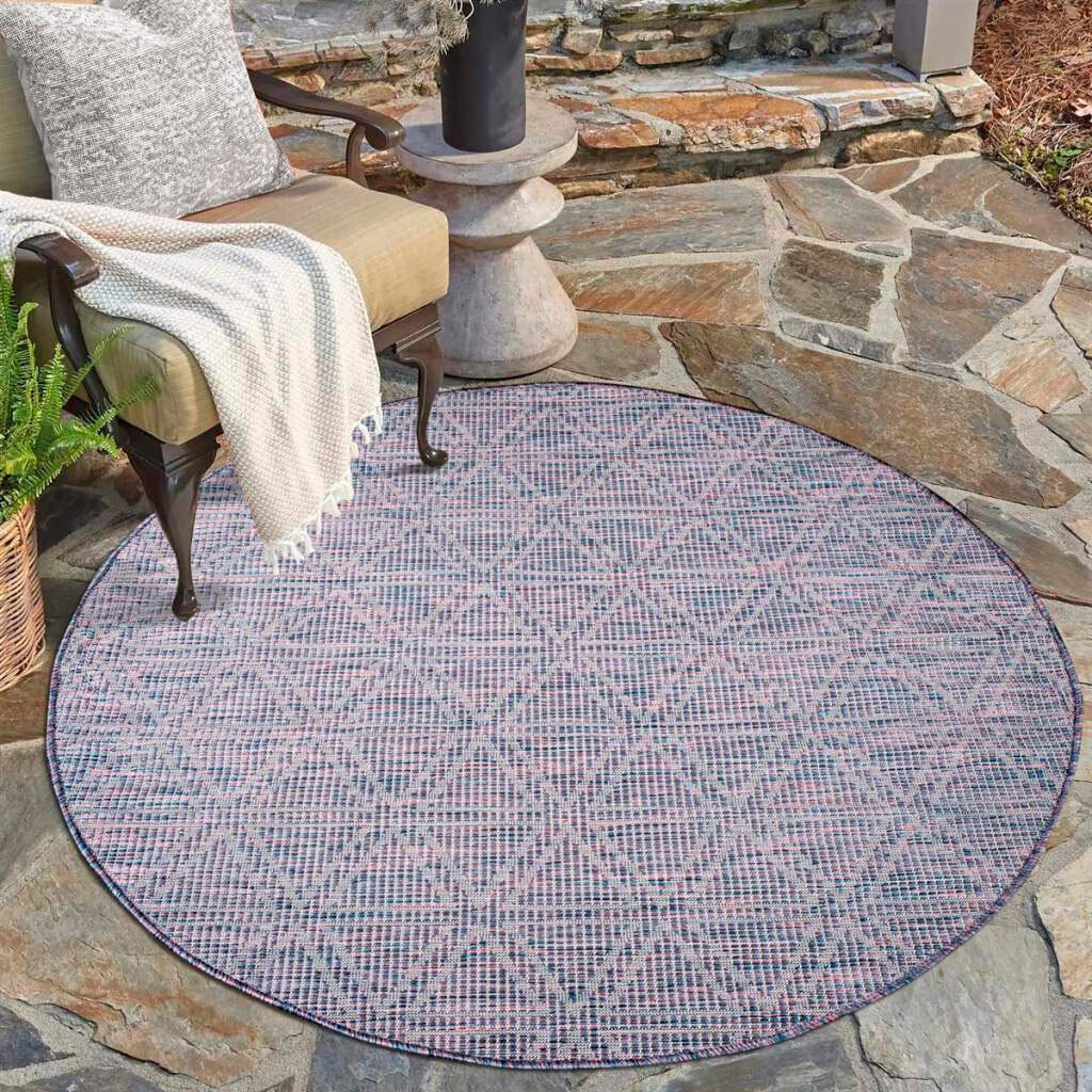 Image of Carpet City Outdoorteppich "PALM3073" rund 5 mm Höhe Wetterfest & UV-beständig, für Balkon, Terrasse, Küche, flach gewebt