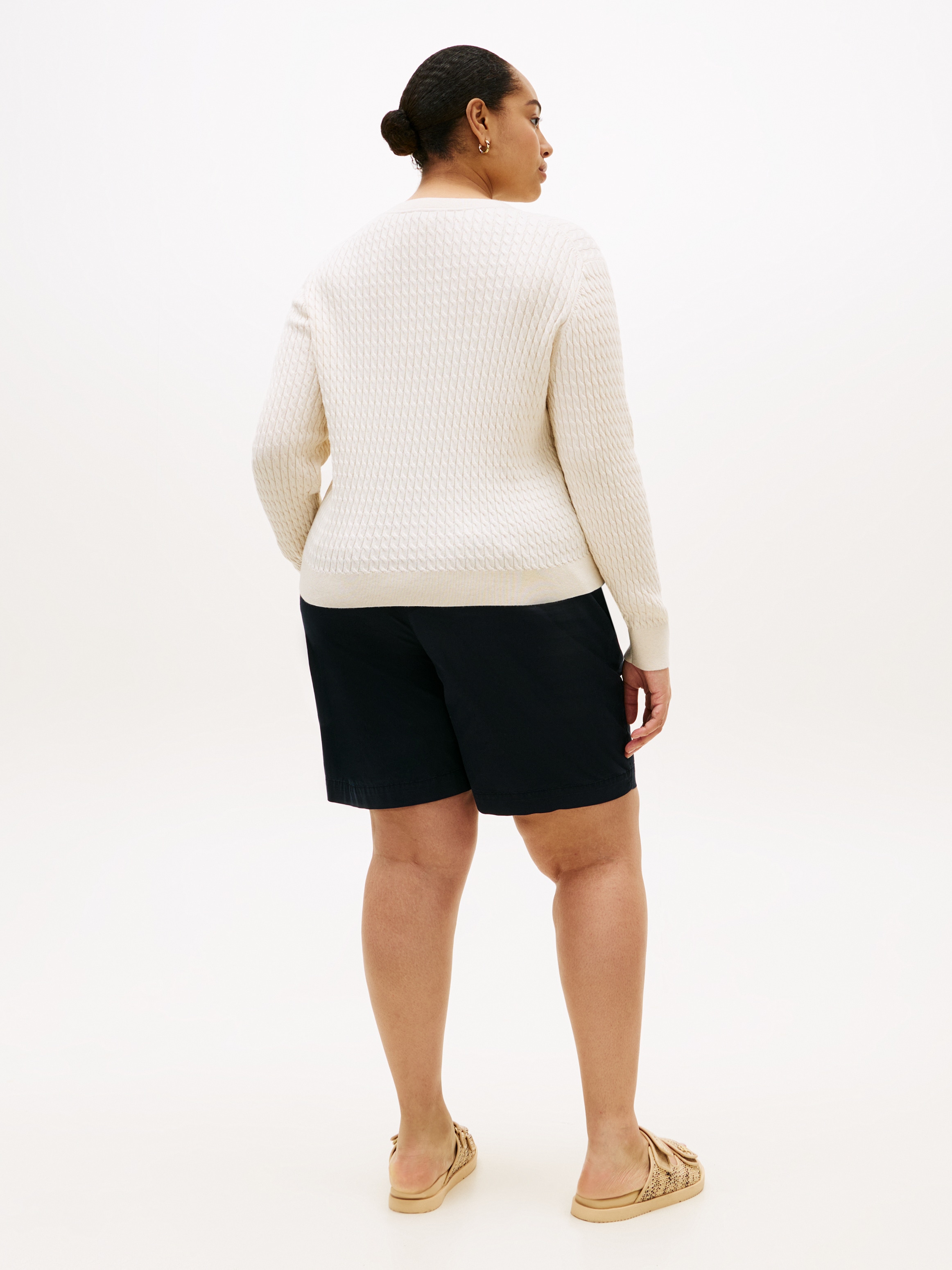 Tommy Hilfiger Curve Pull à col rond »CRV CO CABLE FINE GG CNK SWEATER« in grossen Grössen, mit Zopfmuster