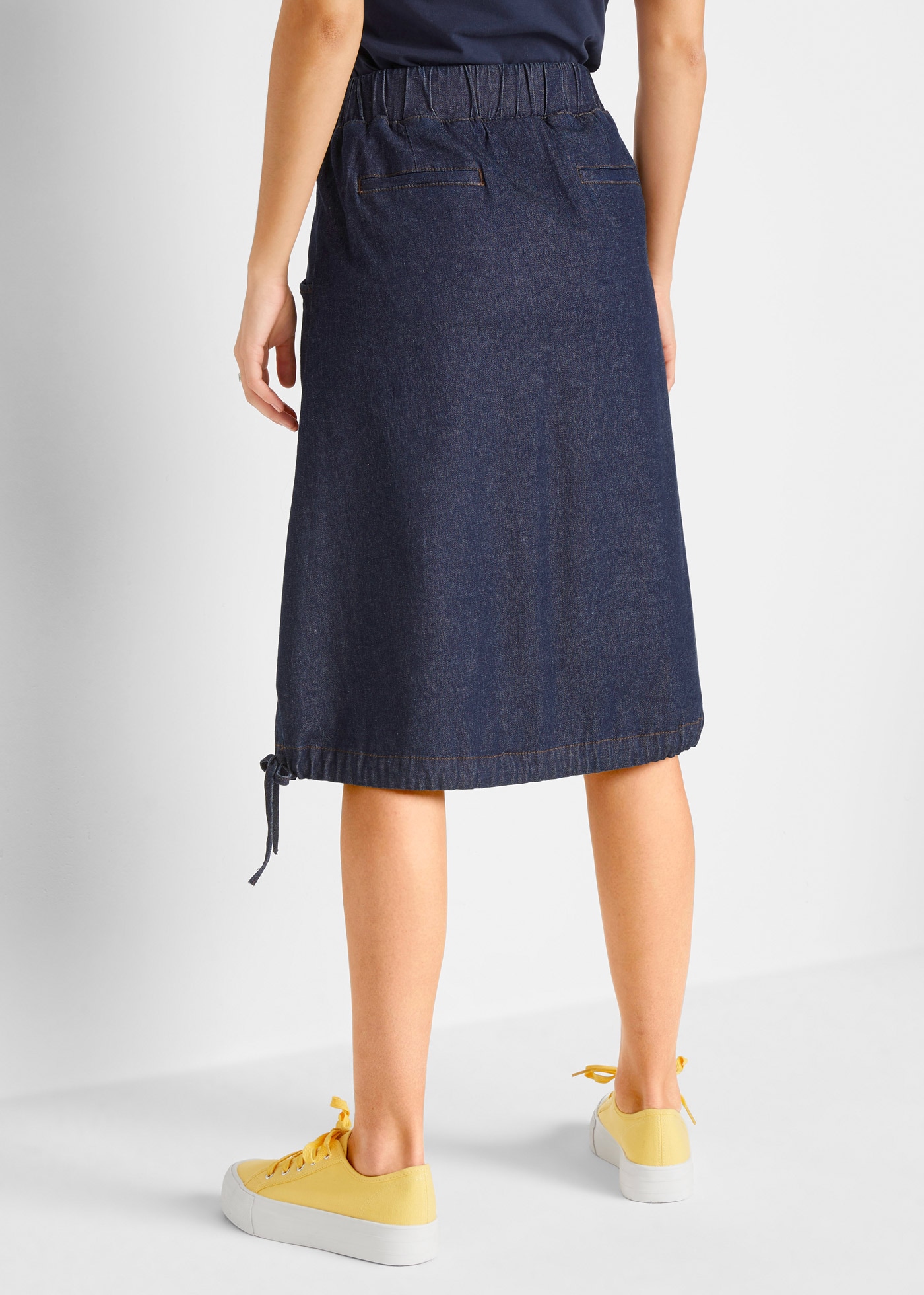 bonprix Jeansrock aus Stretch-Material, mit elastischem Bund, in Ballonform