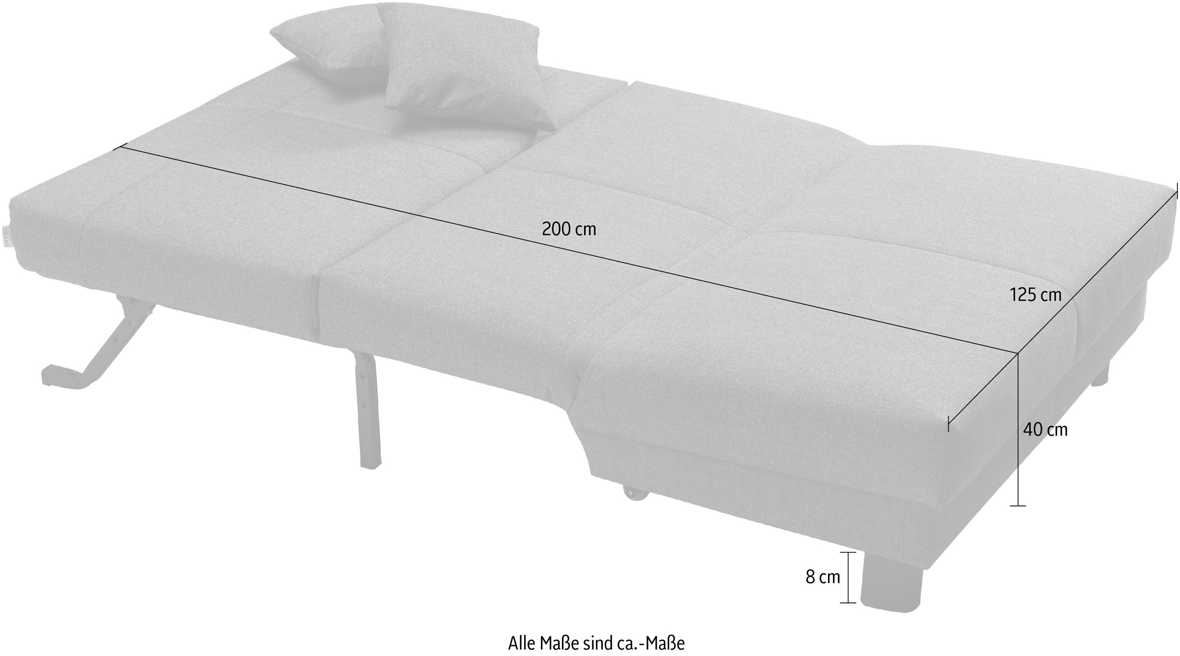 ell + ell Schlafsofa »Enny«, Liegefläche Breite 120 oder 140 cm, Liegehöhe 40 cm, Füsse schwarz