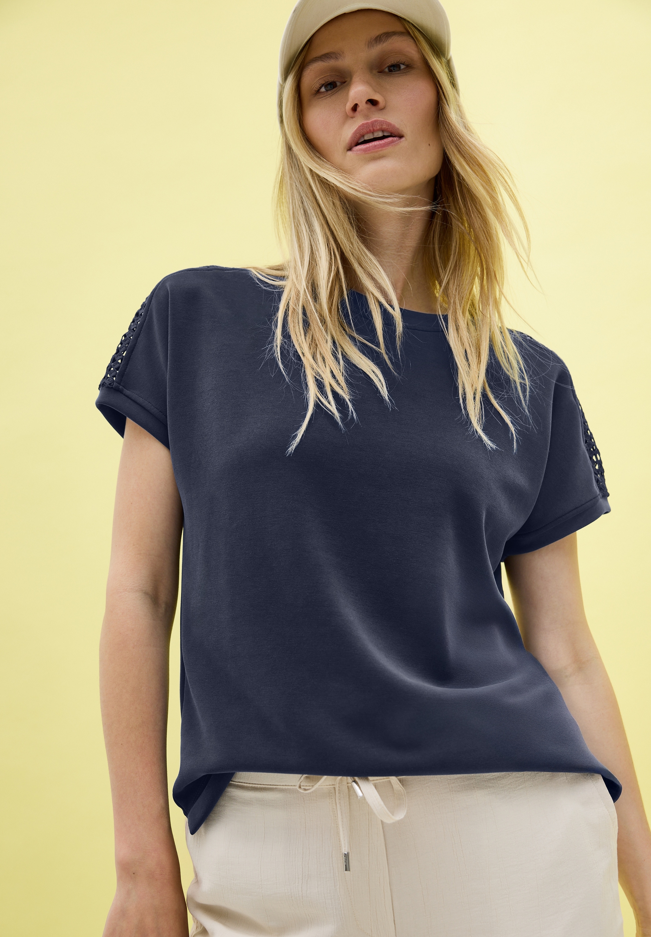 Image of Cecil T-Shirt mit feinem Mesh-Einsatz
