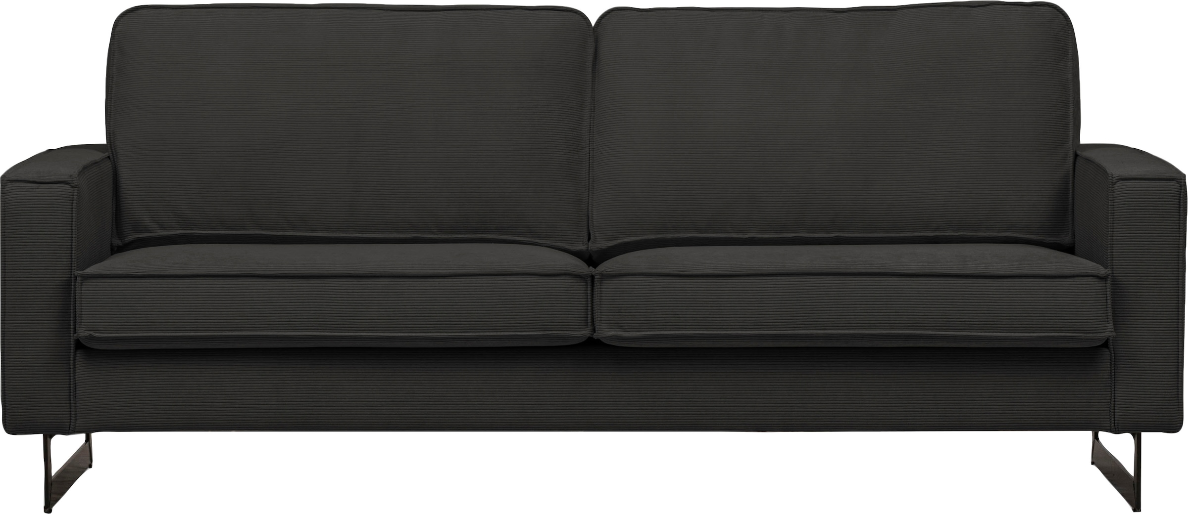 PLACES OF STYLE 2-Sitzer »Pinto, 166 cm, Cord, Chenille, Lederoptik« mit Keder, schwarze Metallfüsse, Wellenunterfederung