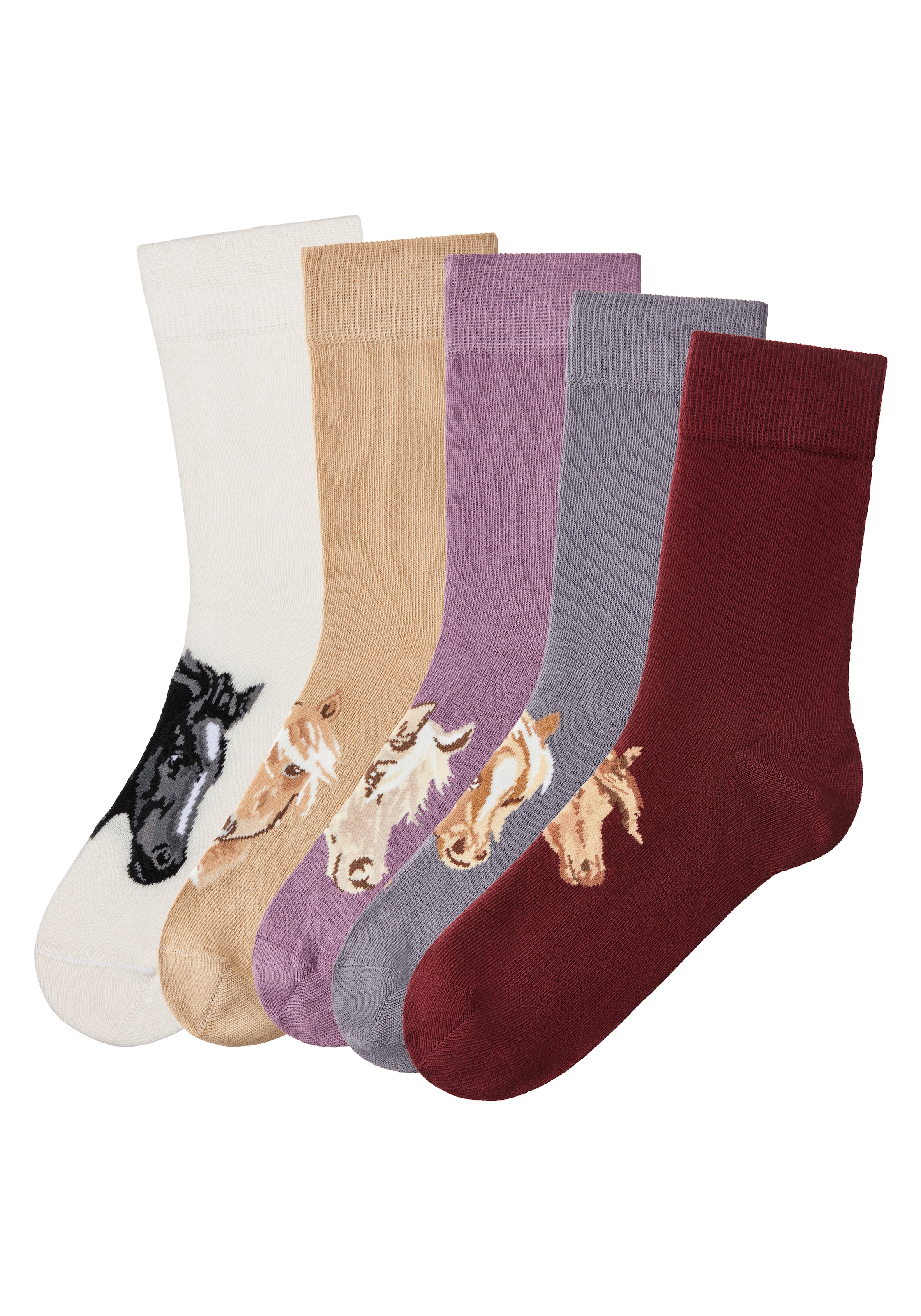 H.I.S Socken, (5 Paar), mit verschiedenen versandkostenfrei Pferdemotiven auf