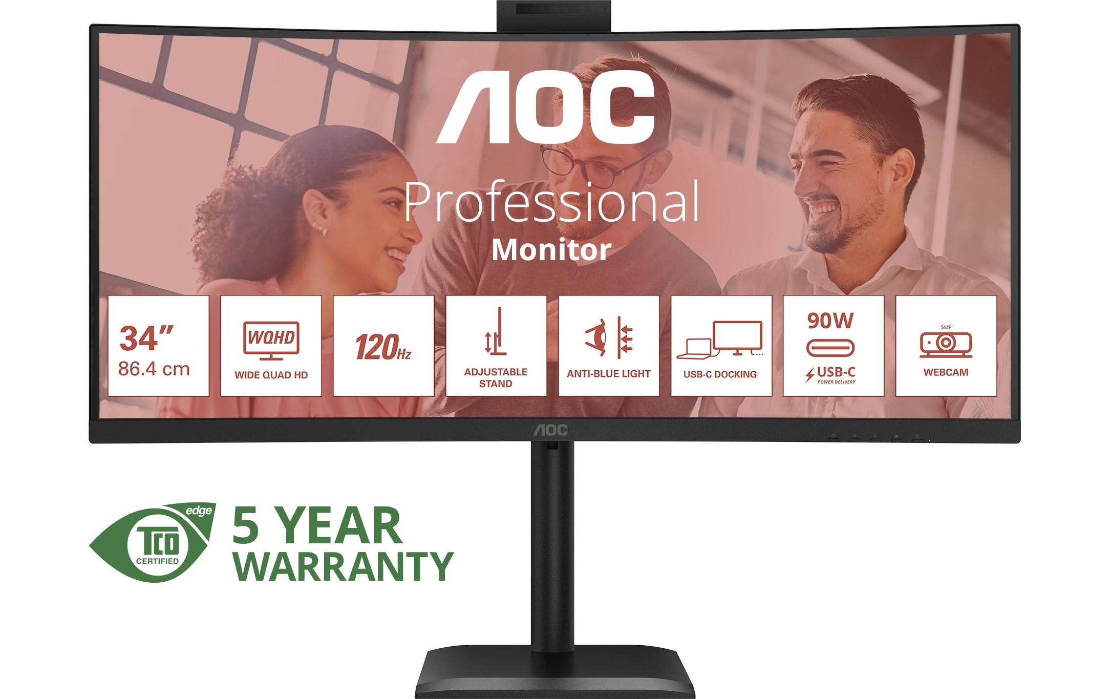 AOC Curved-LED-Monitor »CU34E4CW« 86,36 cm/34 ″  3440 x 1440 px UWQHD 120 Hz