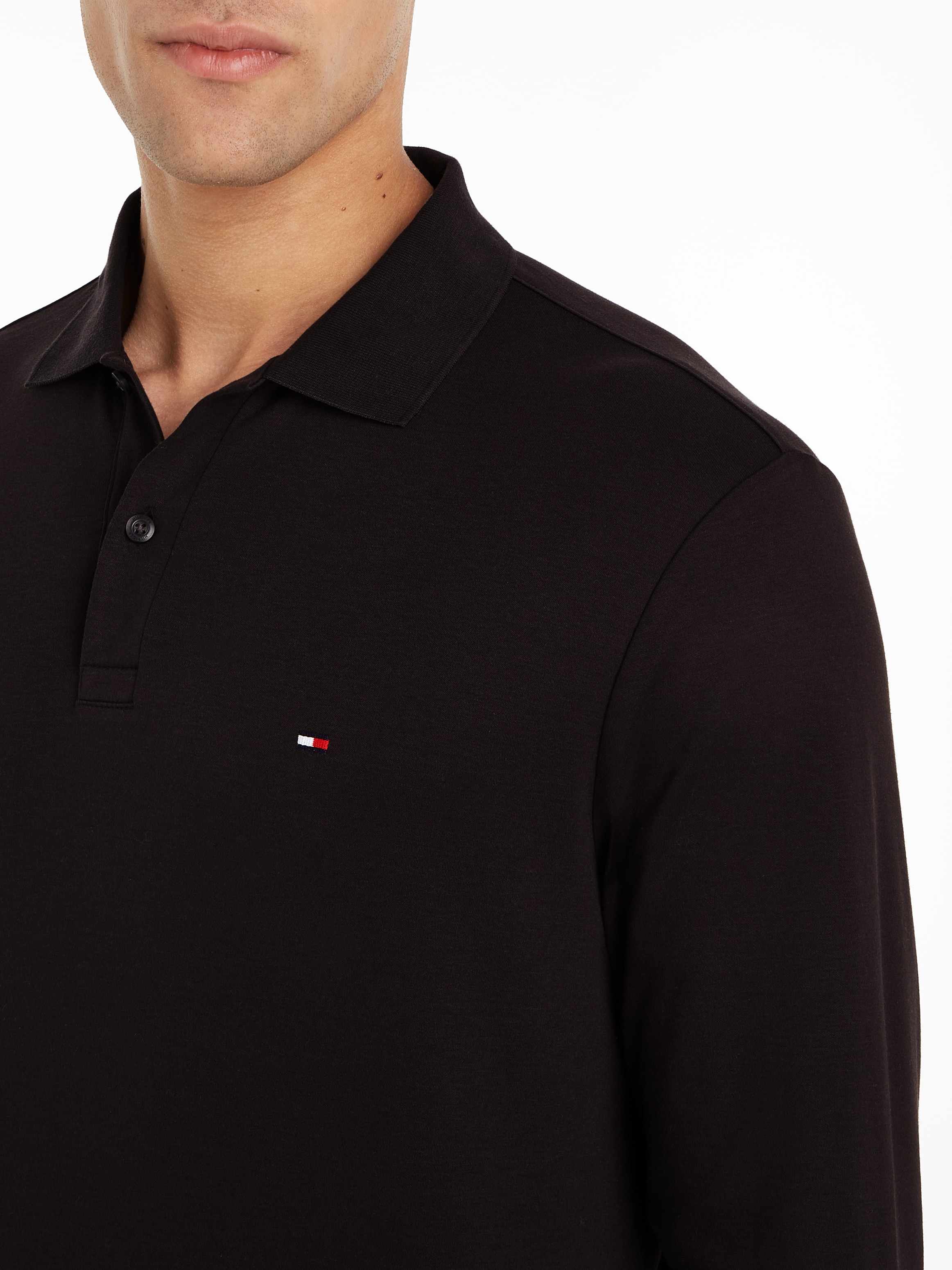 Tommy Hilfiger Polo à manches longues »L/S LIQUID COTTON REG POLO mit Jersey und Markenlabel« unifarben, casual, regular fit, Baumwolle, Polokragen
