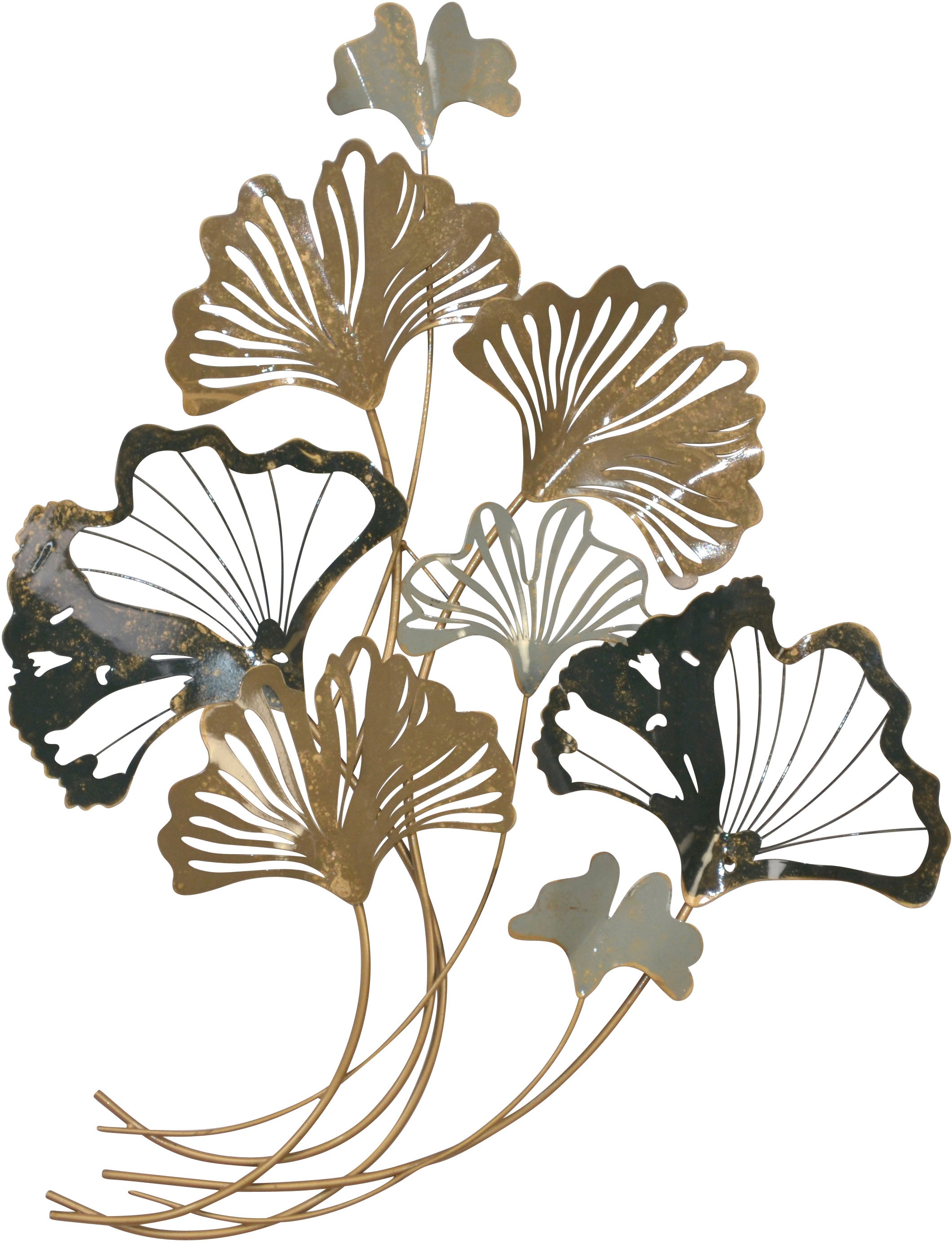 Image of HOFMANN LIVING AND MORE Wanddekoobjekt "Wanddekoration" aus Metall, Ginkgo-Blätter, schwarz gold