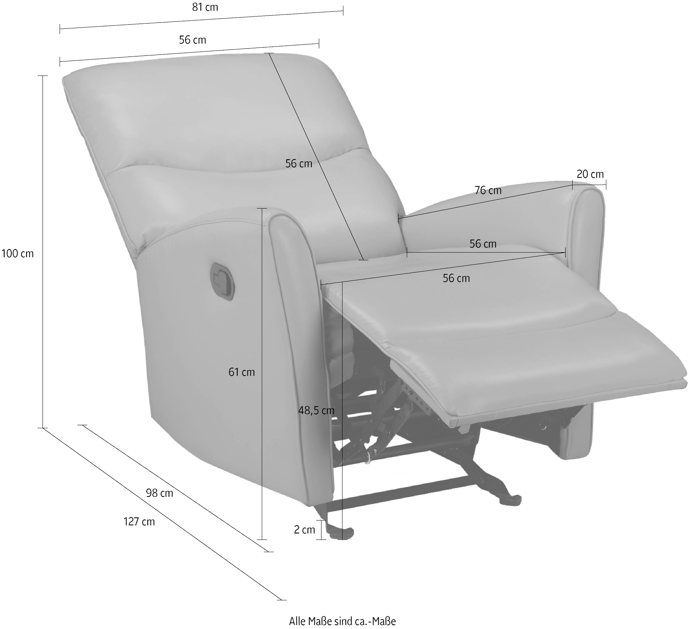 Home affaire Relaxsessel »Chesley, TV-Sessel mit Schlaffunktion, Sessel Wohnzimmer«, mit Relaxfunktion, frei stellbar