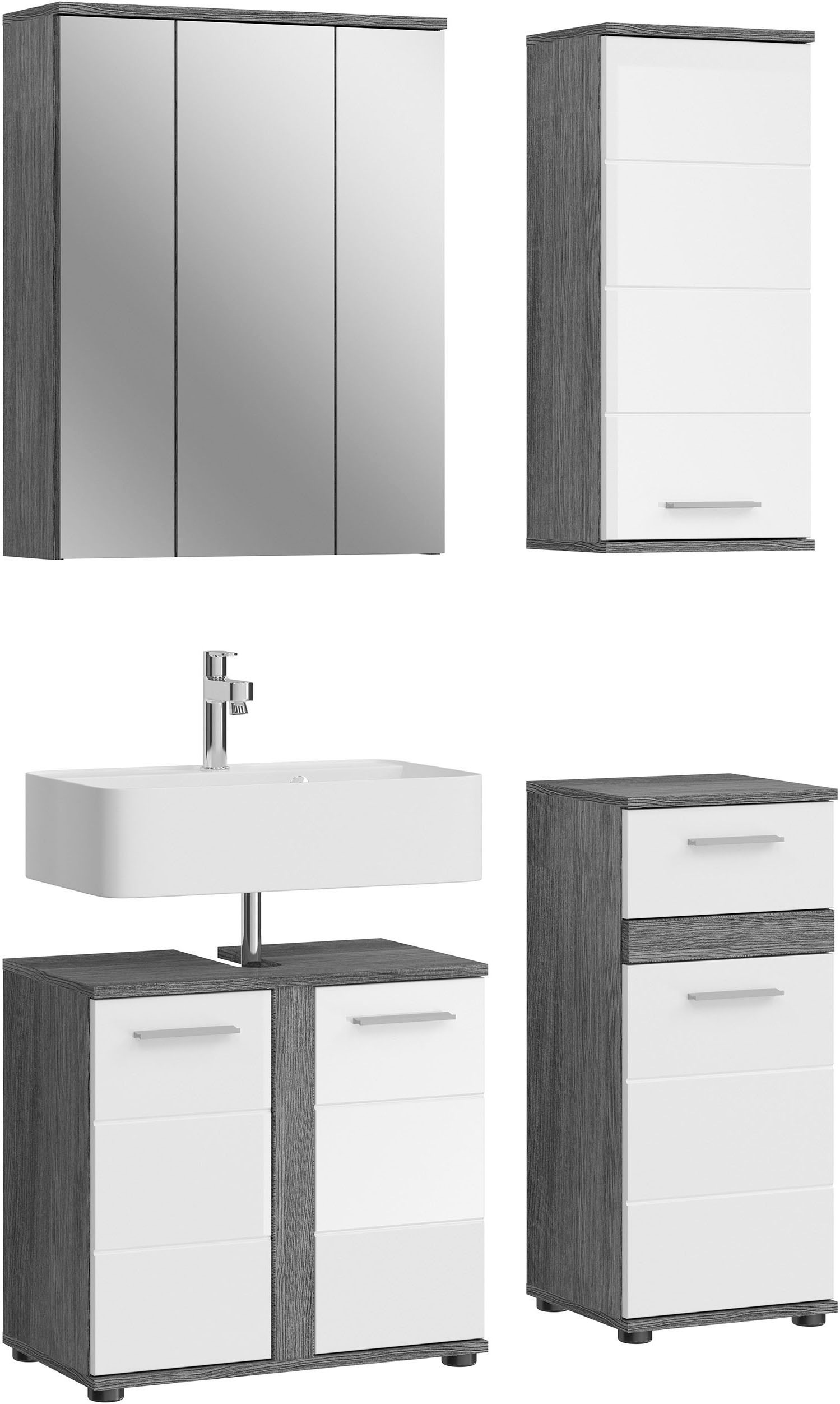 Image of welltime Badmöbel-Set "LUCCA, 4-teilig, MDF Hochglanzfront, bestehend aus:" Set, 4 Stk. tlg.