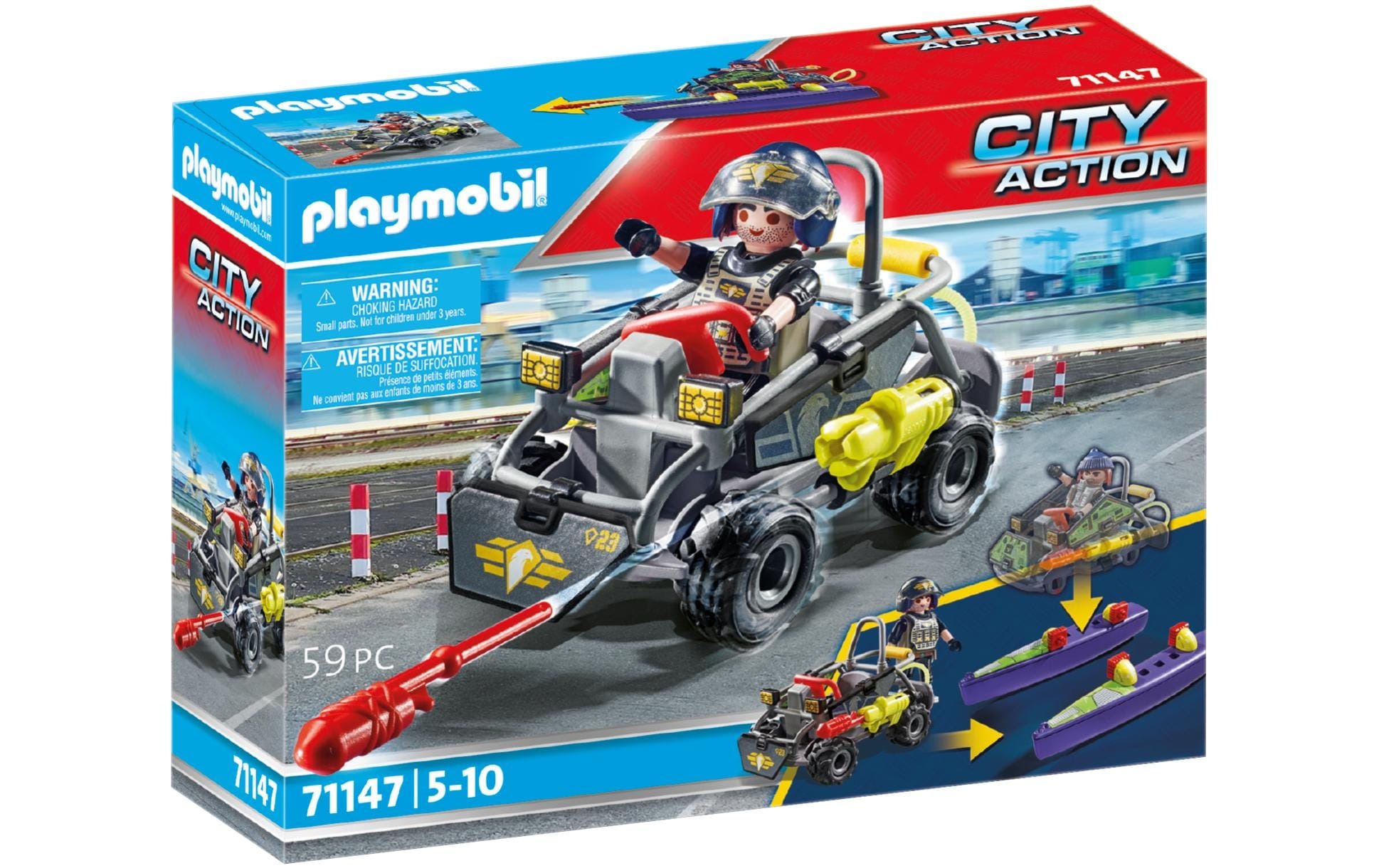 Image of Playmobil Spielbausteine "City Action SWAT-Multi-Terrain-Quad 71147"